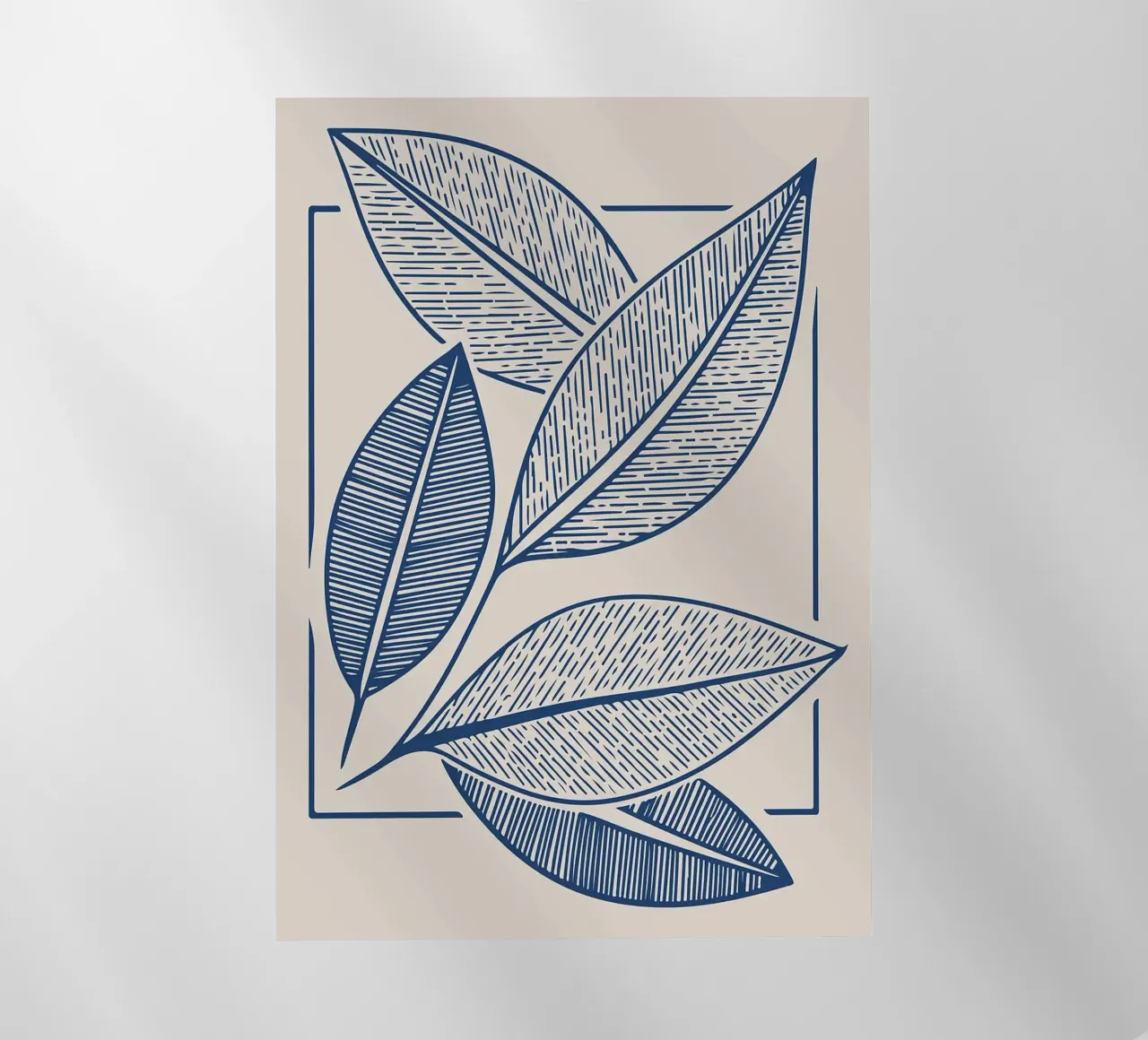 Arte moderna della linea di foglie botaniche in blu navy pellicola backlit da FlowersShop