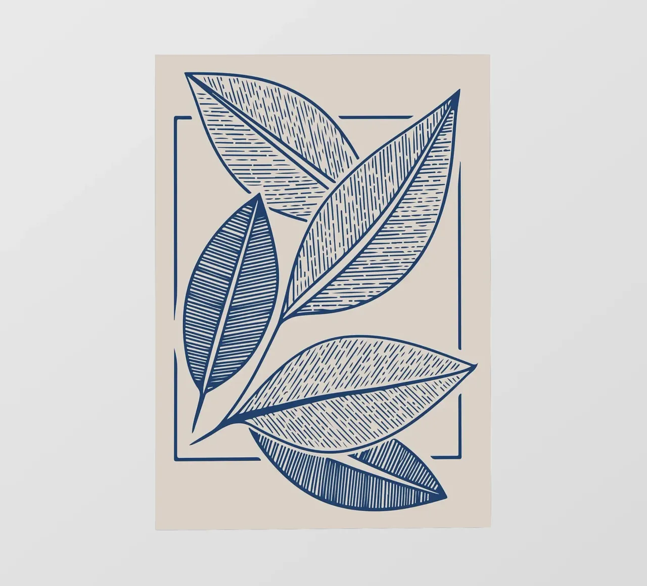 Arte moderna della linea di foglie botaniche in blu navy pellicola backlit da FlowersShop