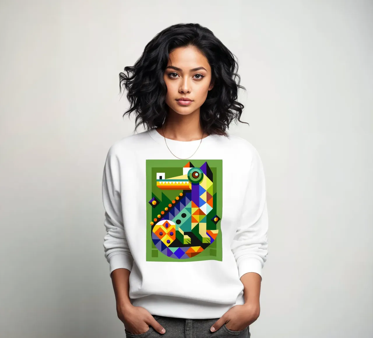 ilustración geométrica del cocodrilo sudadera de nemaro