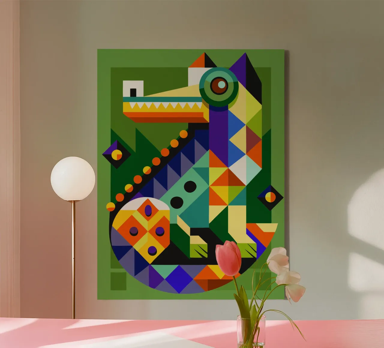 crocodile geometrics ilustration canvas by nemaro