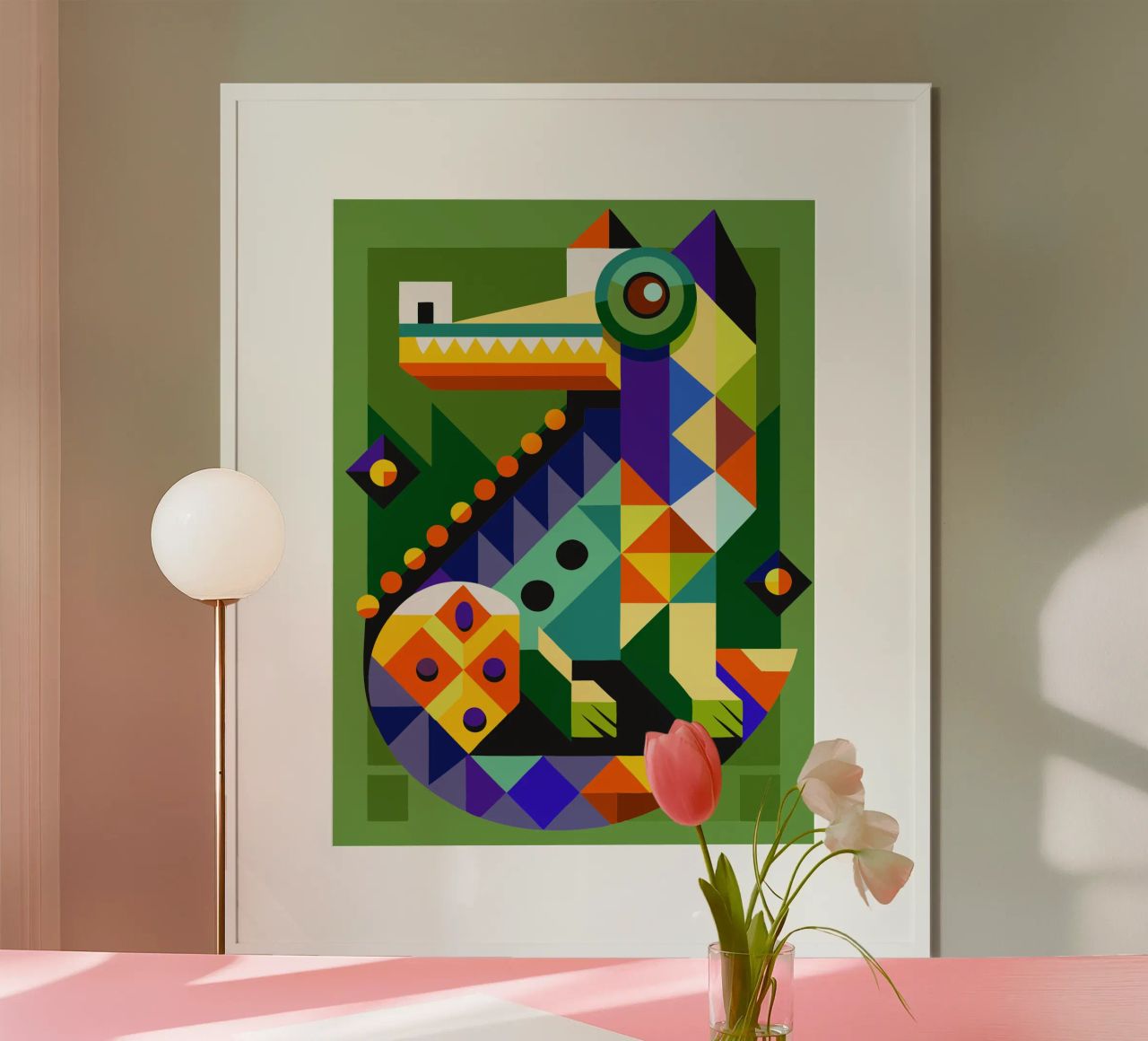 Krokodil Geometrische Illustration Poster von nemaro