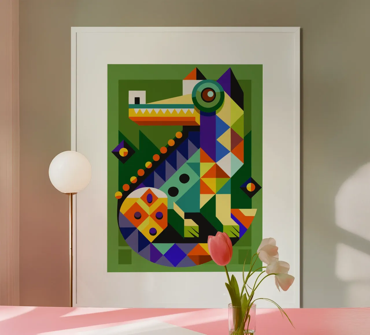 crocodile geometrics ilustration poster by nemaro