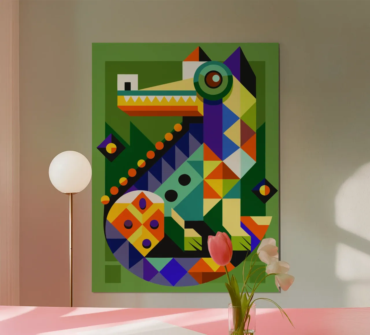 crocodile geometrics ilustration poster by nemaro