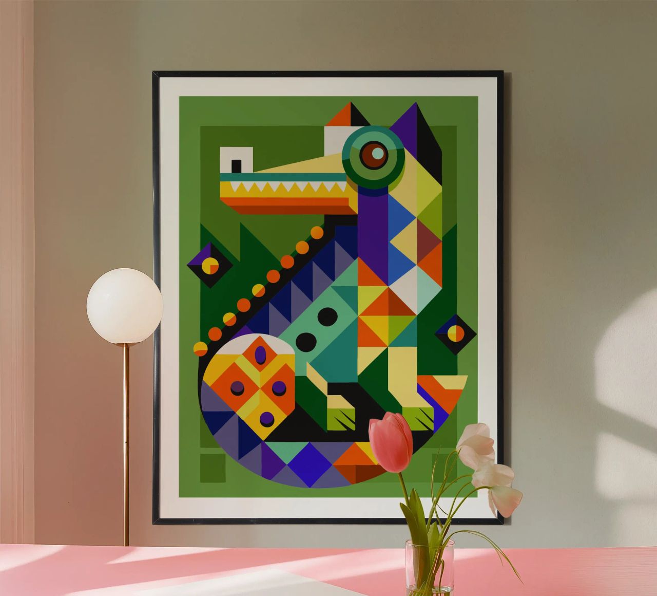 Krokodil Geometrische Illustration Poster von nemaro