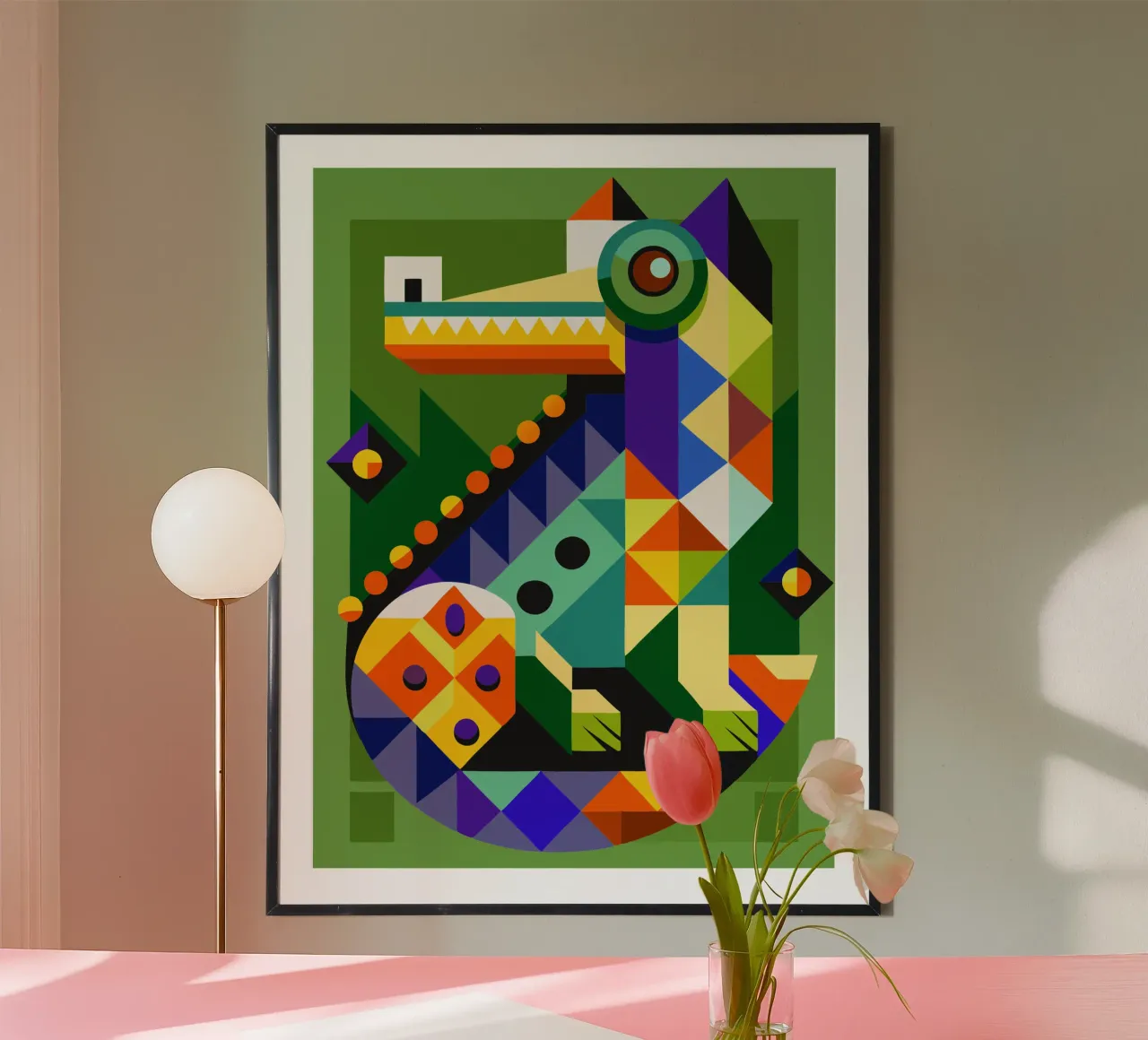 crocodile geometrics ilustration poster by nemaro