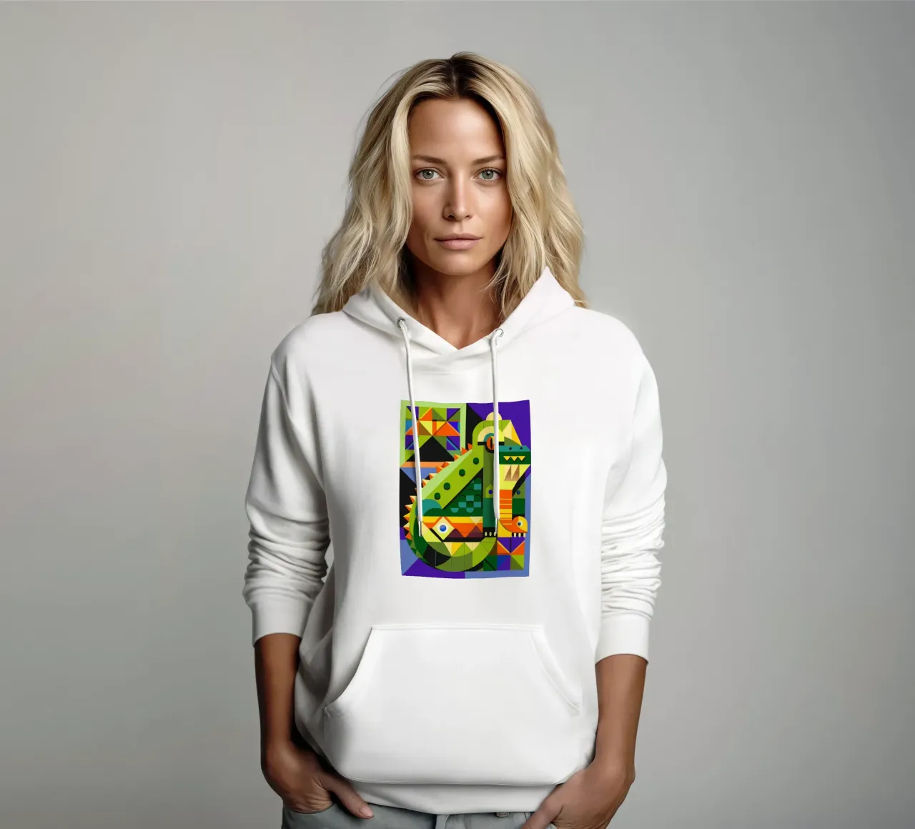 ilustración geométrica de líneas de cocodrilo sudadera con capucha de nemaro