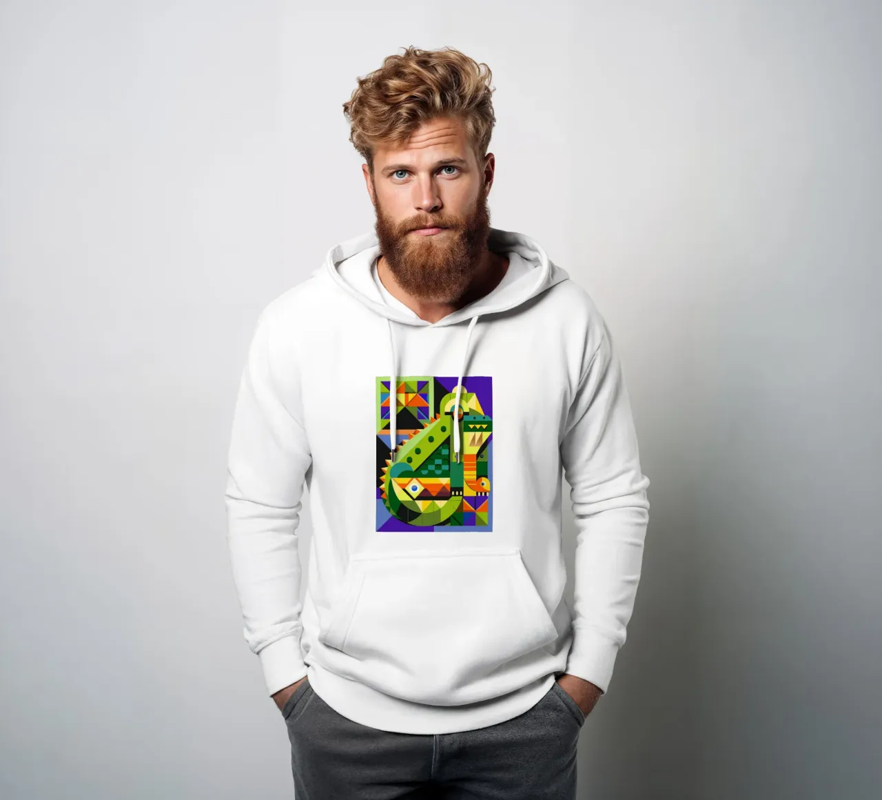 ilustración geométrica de líneas de cocodrilo sudadera con capucha de nemaro