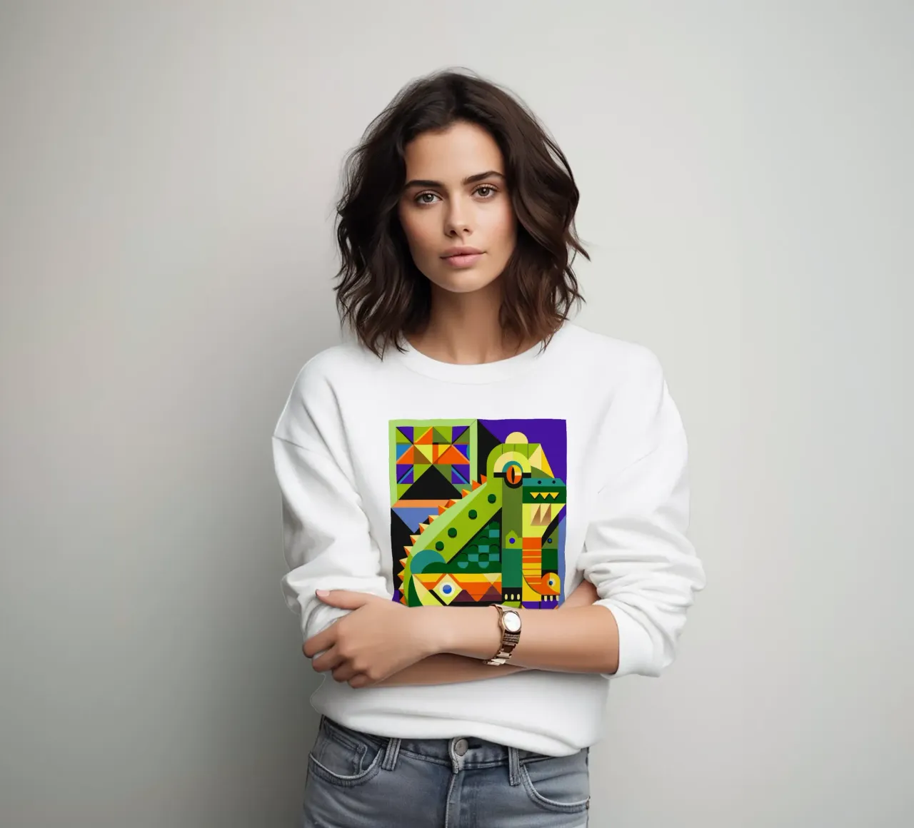 ilustración geométrica de líneas de cocodrilo sudadera de nemaro