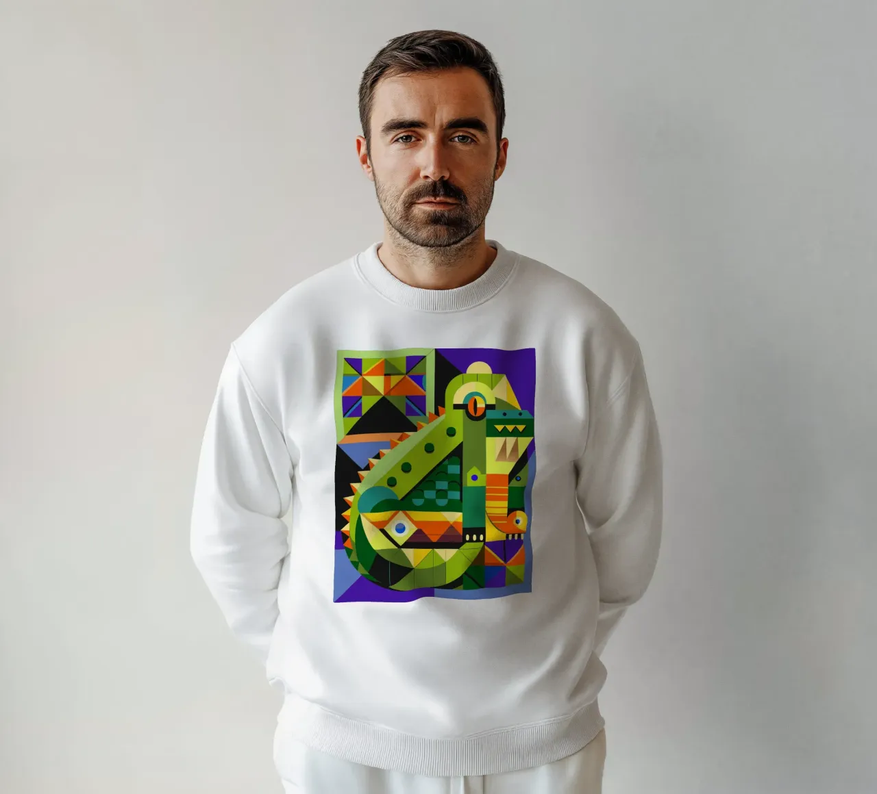 ilustración geométrica de líneas de cocodrilo sudadera de nemaro