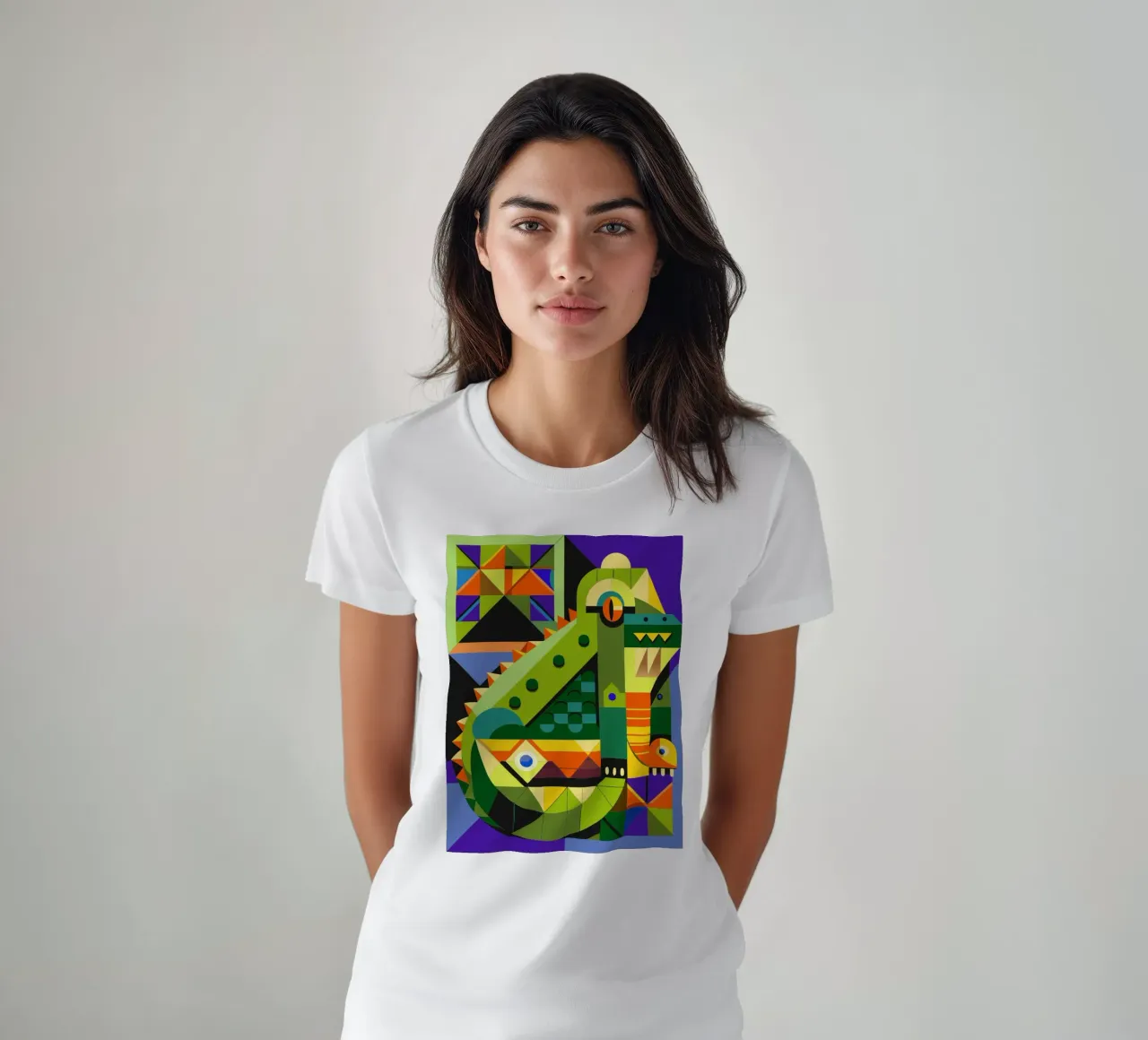 ilustración geométrica de líneas de cocodrilo camiseta de nemaro