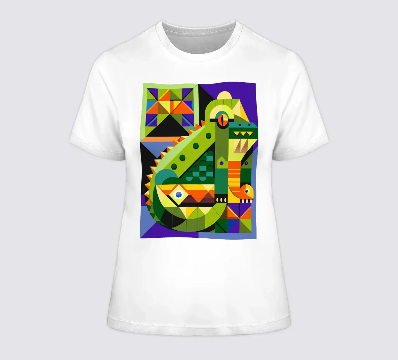 crocodile ligne géométrique ilustration t-shirt ajusté pour femmes de nemaro