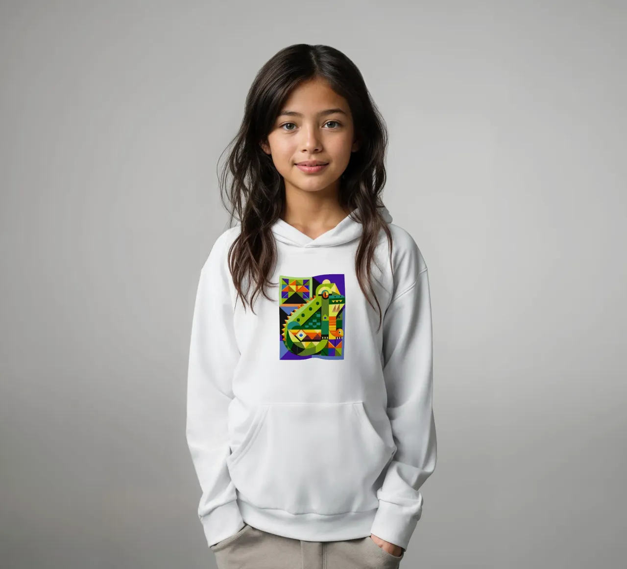 ilustración geométrica de líneas de cocodrilo sudadera con capucha para niño de nemaro