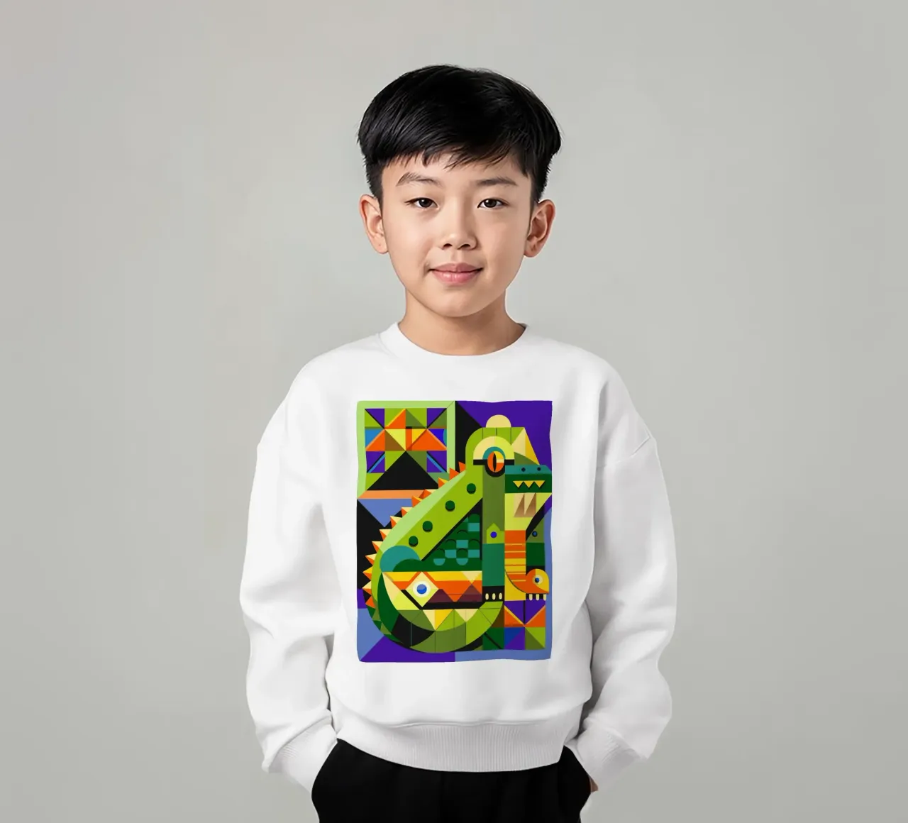 ilustración geométrica de líneas de cocodrilo sudadera para niño de nemaro