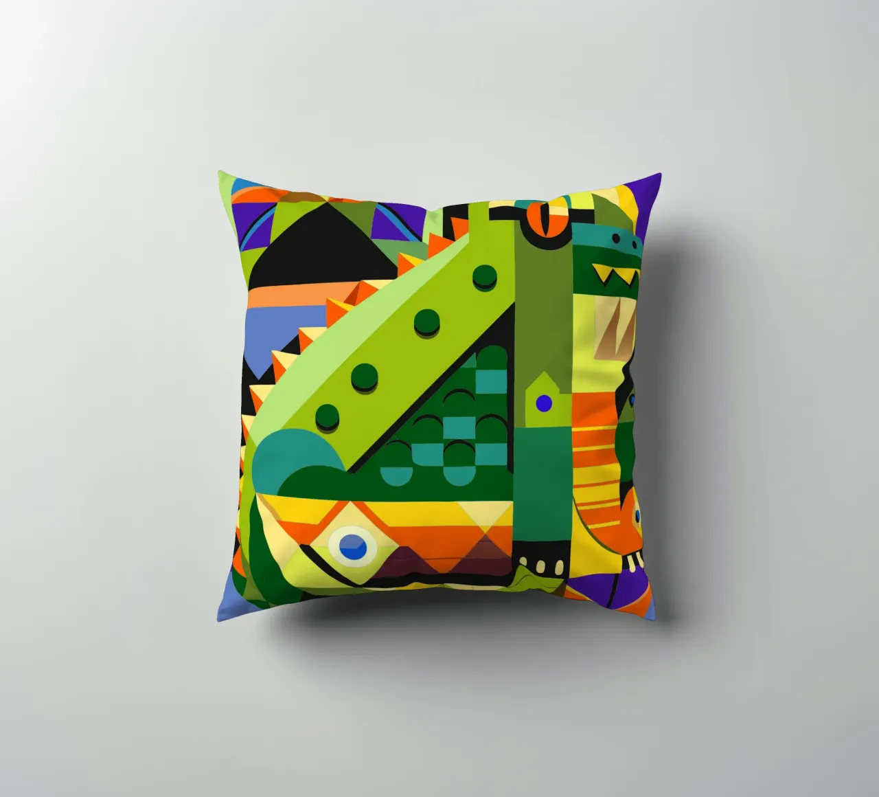 crocodile line geometrics ilustration decorative cushion by nemaro