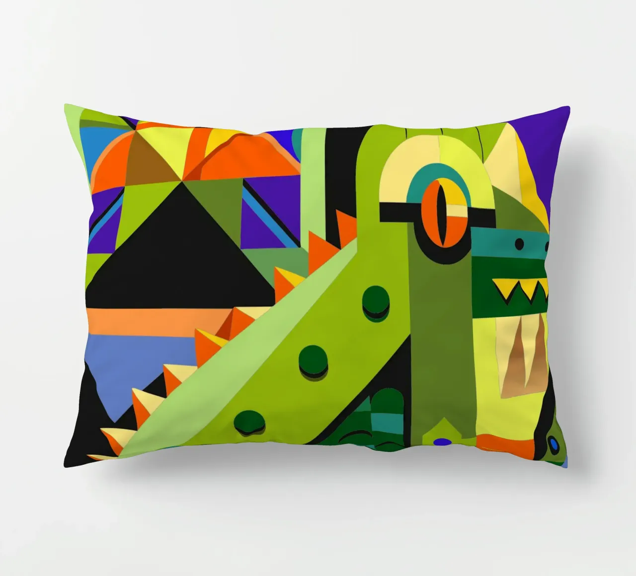crocodile line geometrics ilustration decorative cushion by nemaro