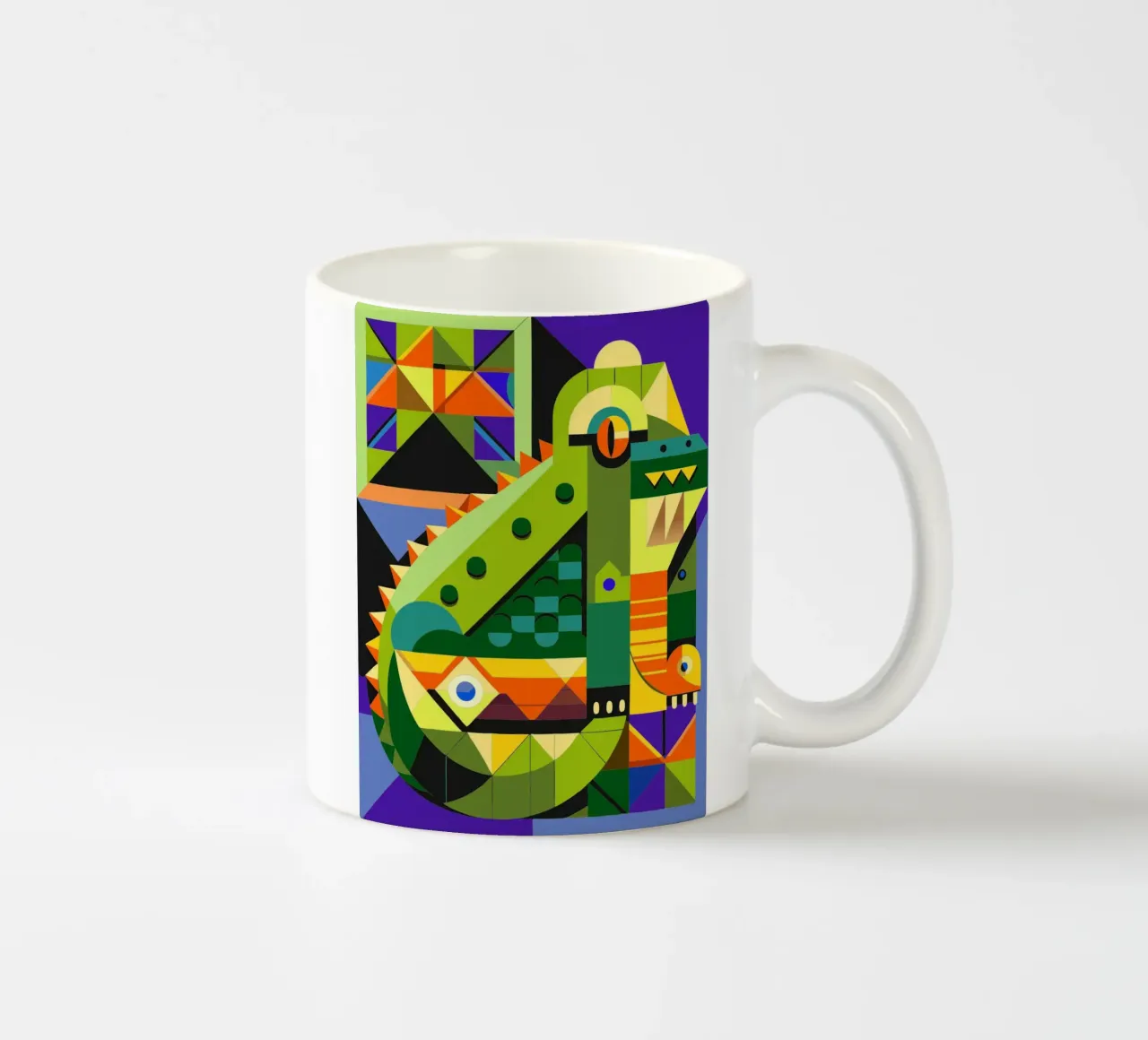 ilustración geométrica de líneas de cocodrilo taza de cerámica de nemaro