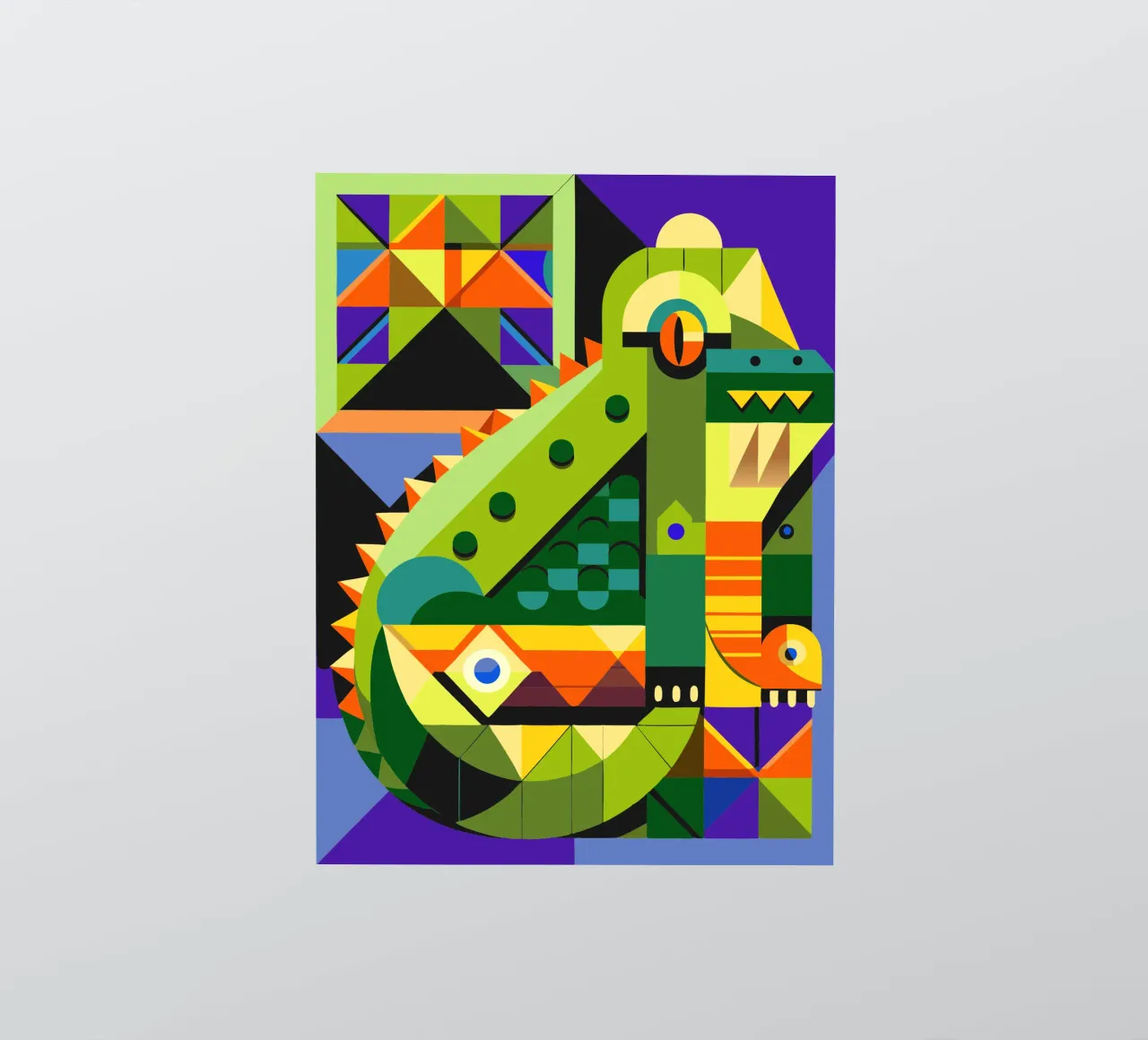ilustración geométrica de líneas de cocodrilo pegatina de nemaro