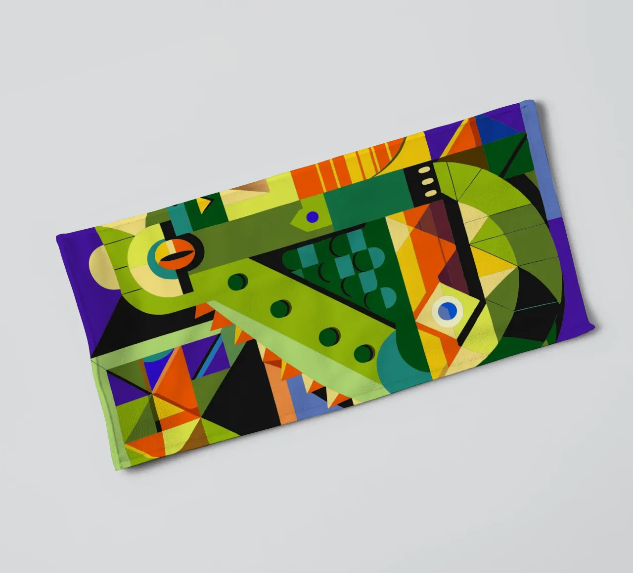 crocodile line geometrics ilustration towel by nemaro