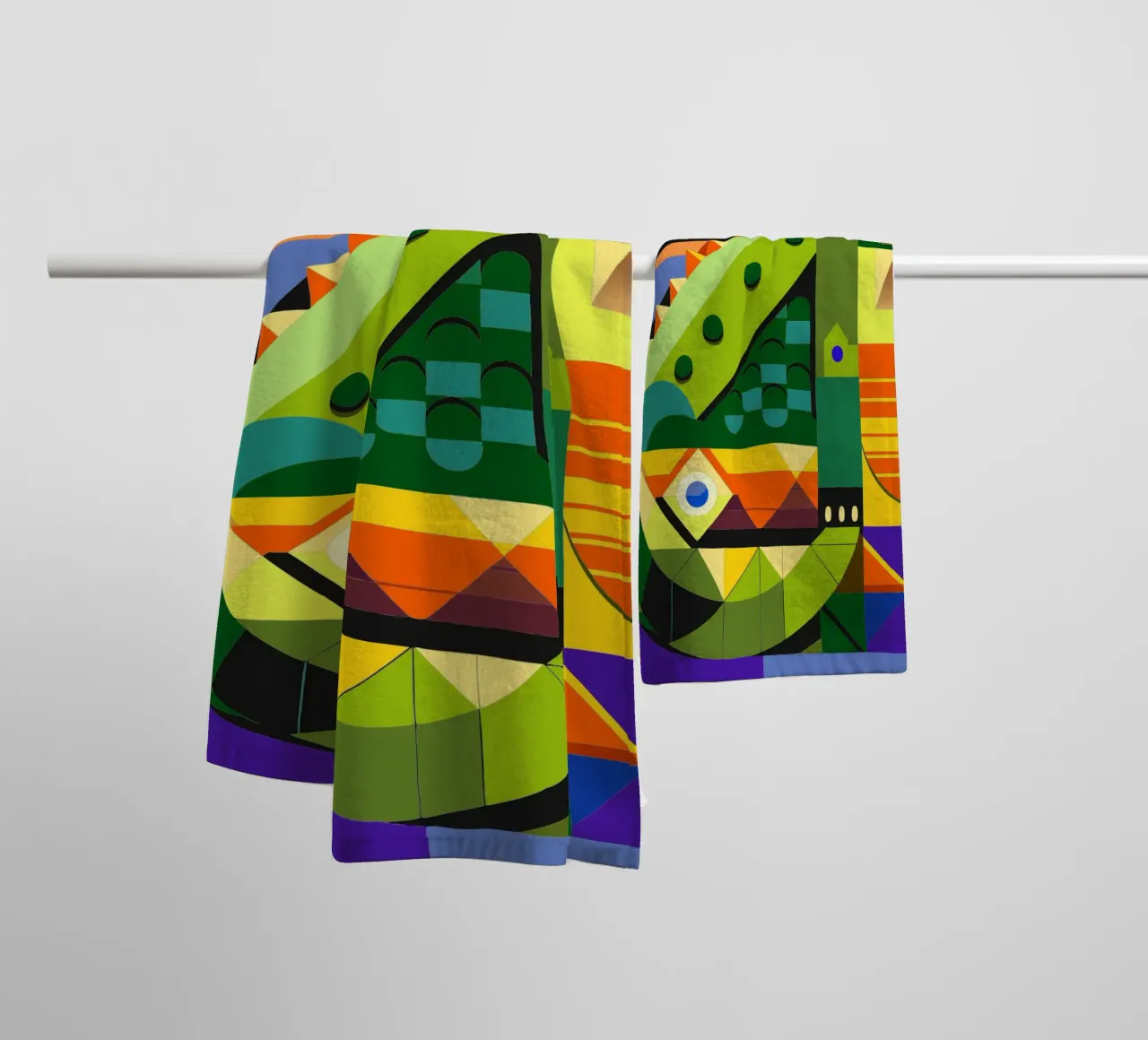 crocodile line geometrics ilustration towel by nemaro