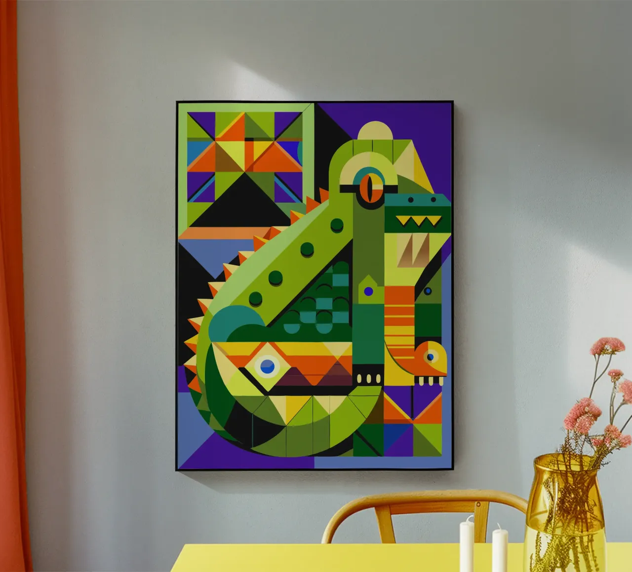 ilustración geométrica de líneas de cocodrilo metacrilato de nemaro