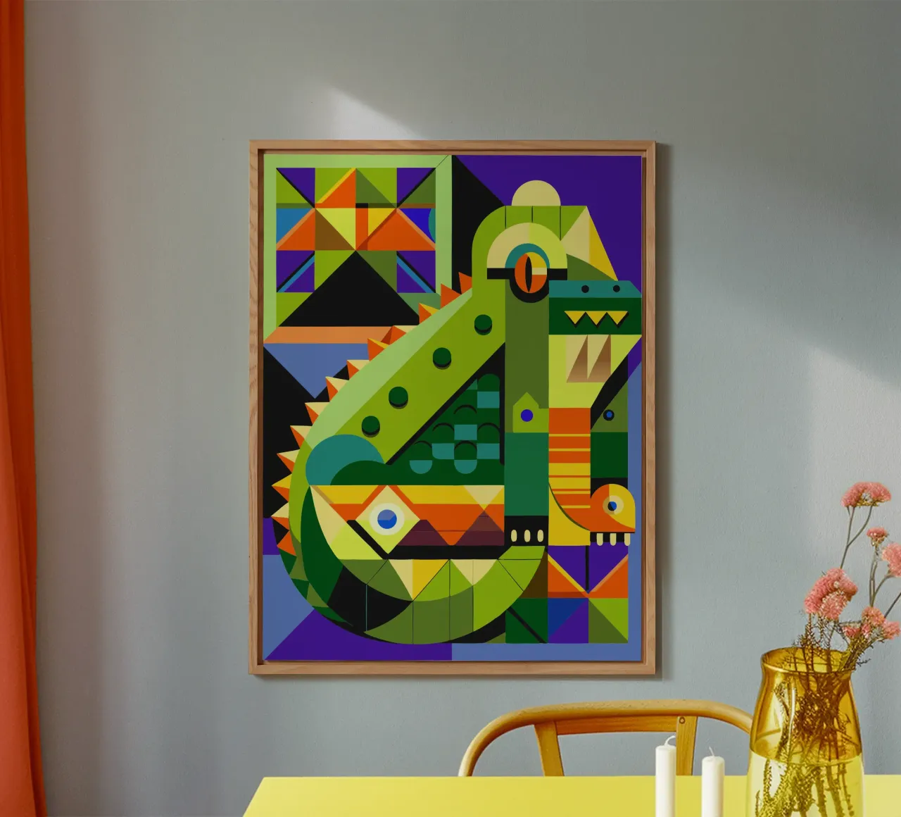 ilustración geométrica de líneas de cocodrilo aluminio dibond de nemaro