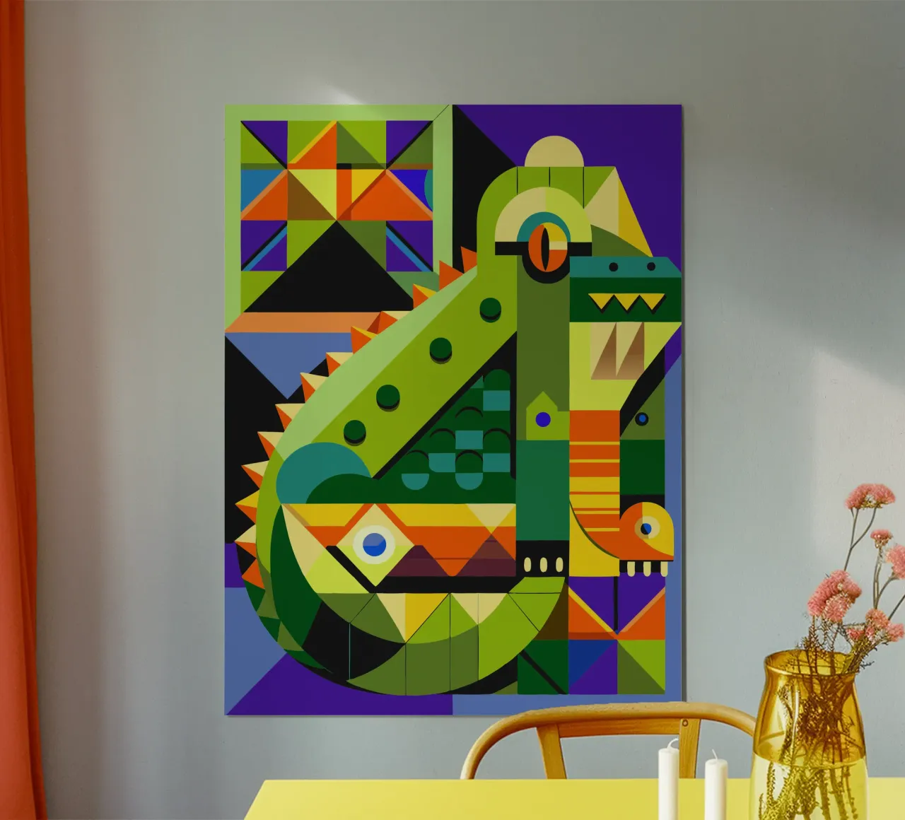 linea del coccodrillo geometria ilustrazione poster con telaio in plastica da nemaro