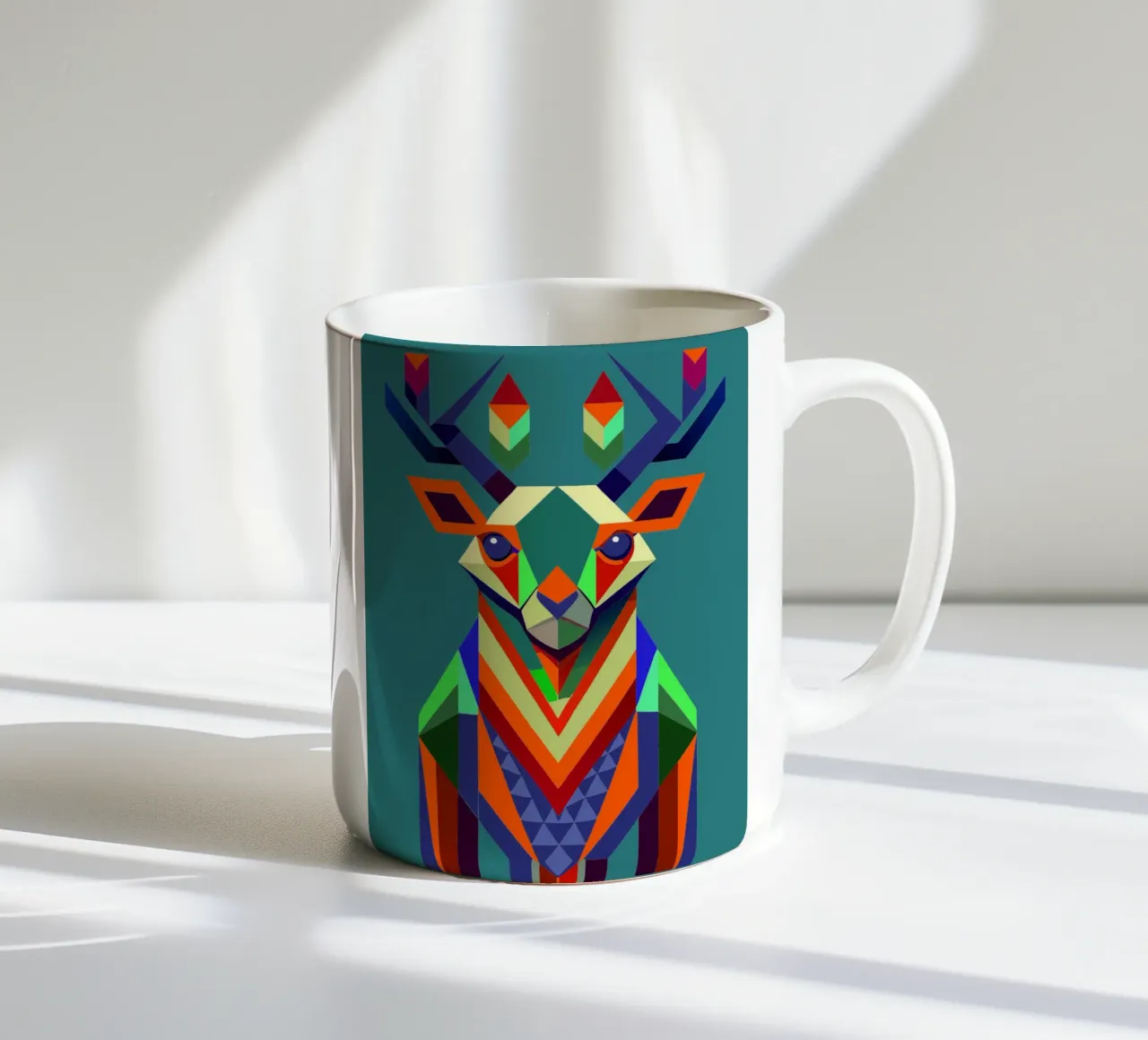 Illustrazione geometrica del cervo tazza in ceramica da nemaro