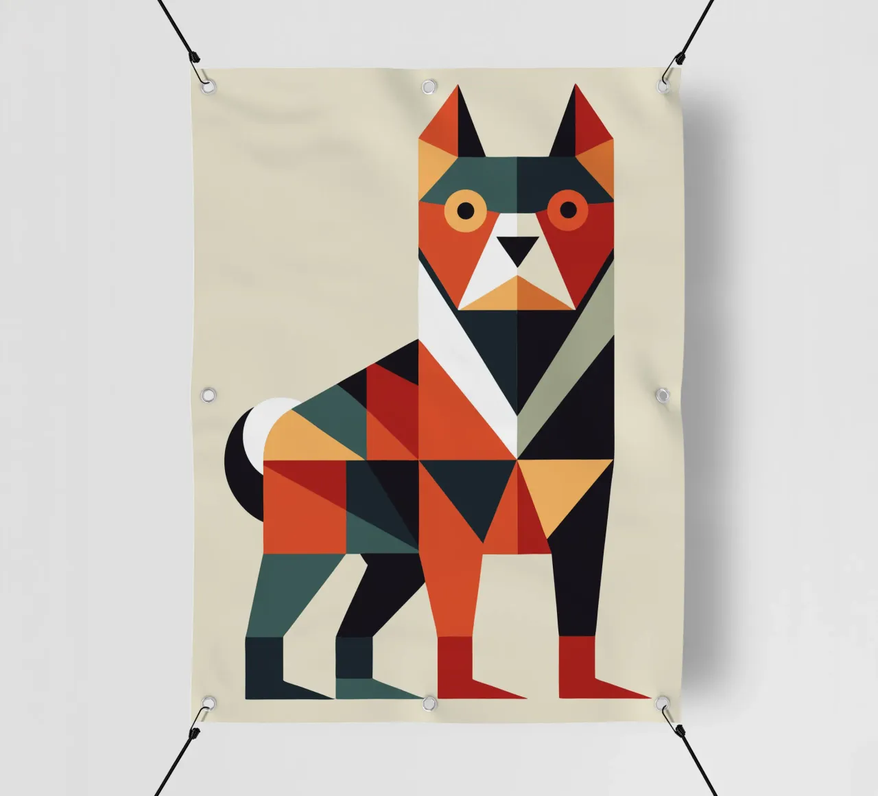 ilustrazione geometrica del cane telo in pvc da nemaro