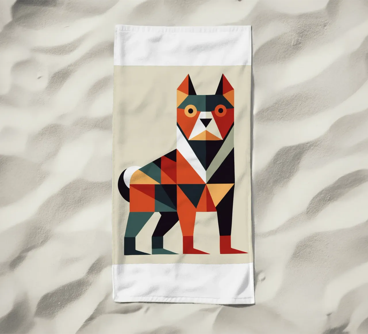 ilustrazione geometrica del cane telo mare da nemaro