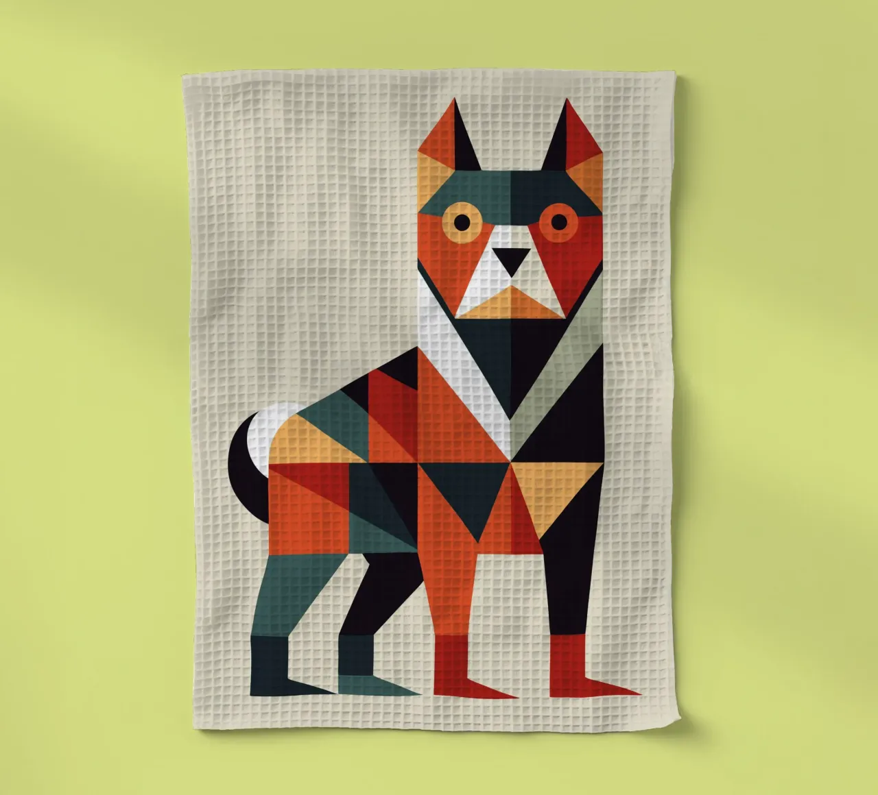 ilustrazione geometrica del cane canovaccio da cucina da nemaro