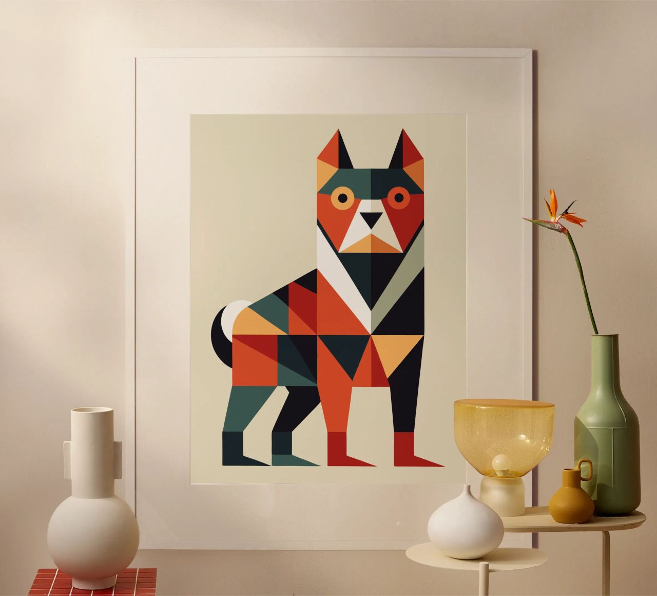 dog geometrics ilustration poster by nemaro