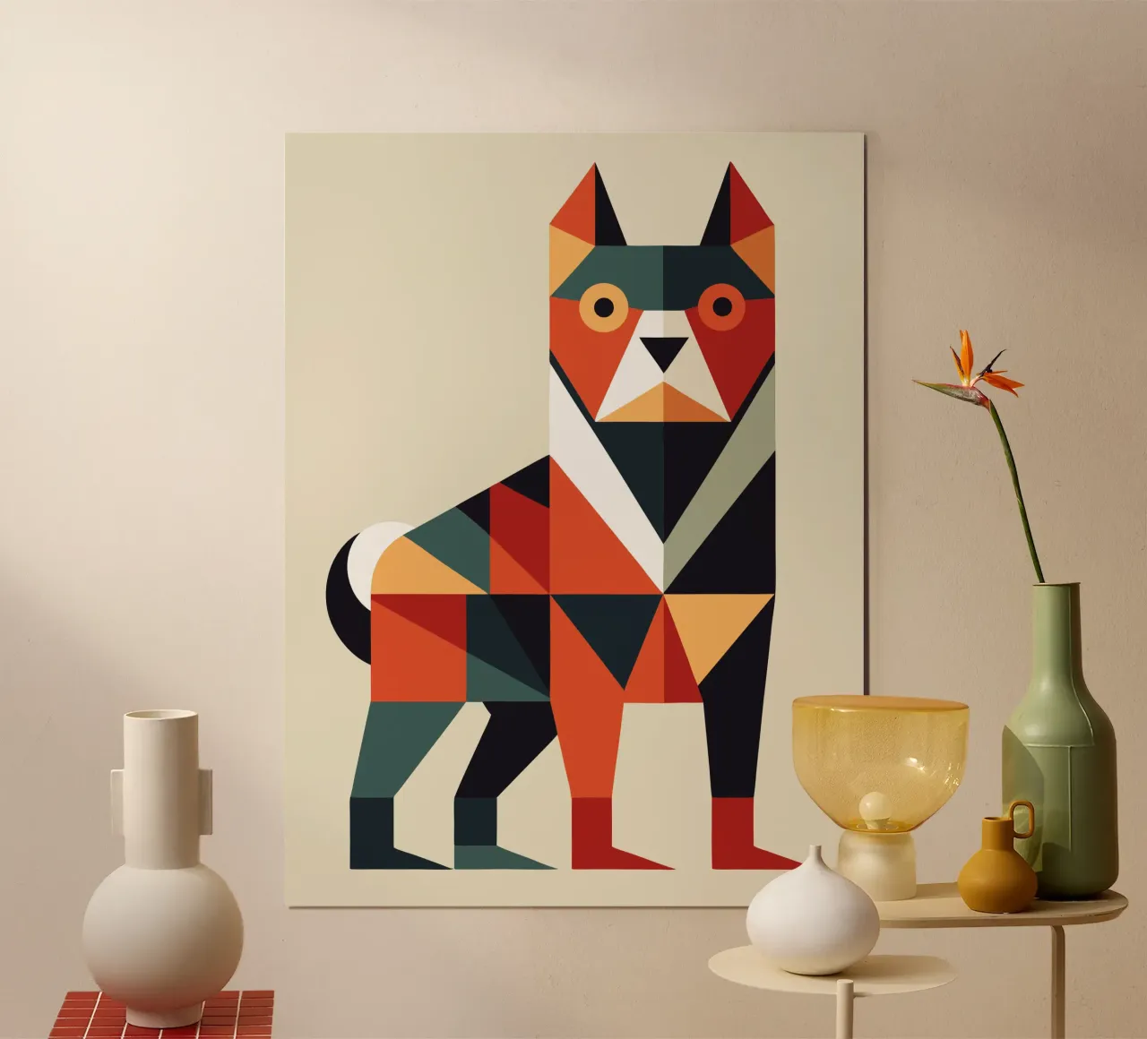 ilustrazione geometrica del cane carta hahnemühle da nemaro