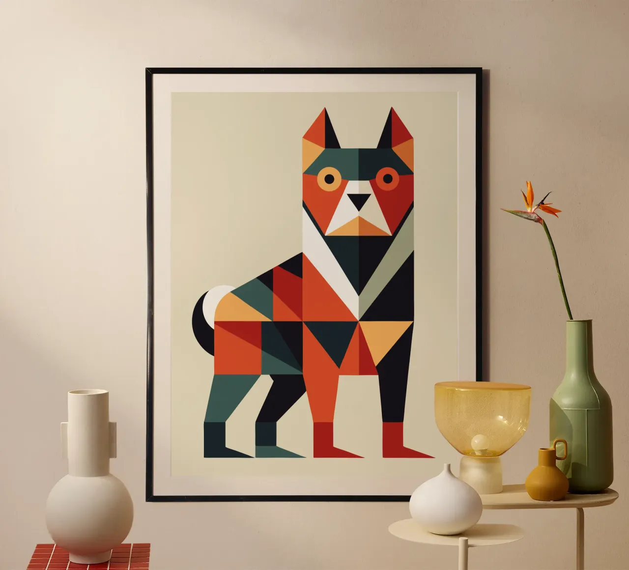 ilustrazione geometrica del cane carta hahnemühle da nemaro
