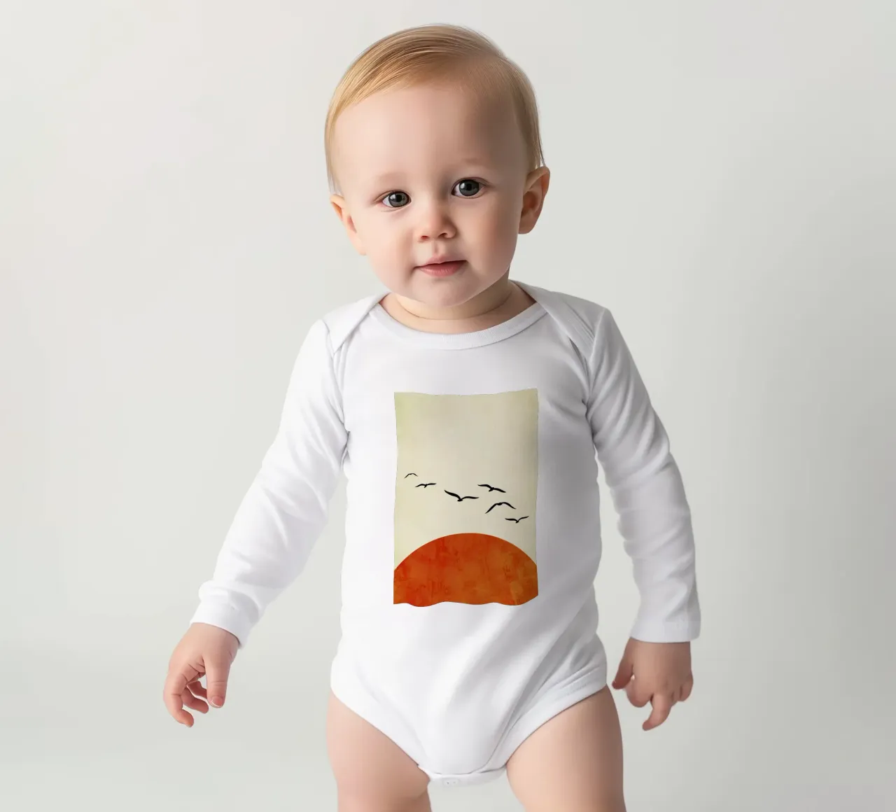 Sunset Dreams long-sleeve baby romper by Kubistika