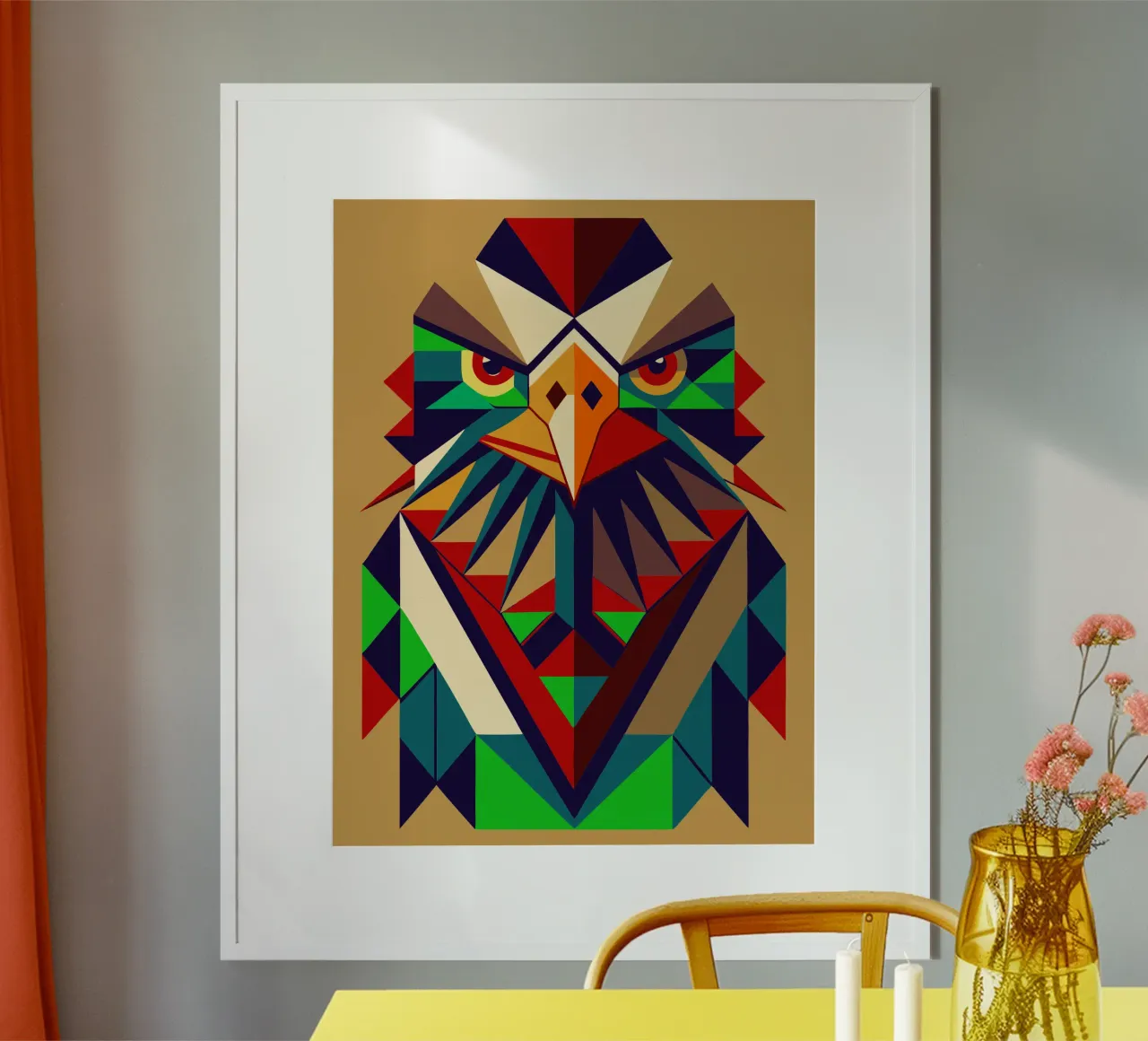 ilustrazione geometrica dell'aquila poster con telaio in alluminio da nemaro