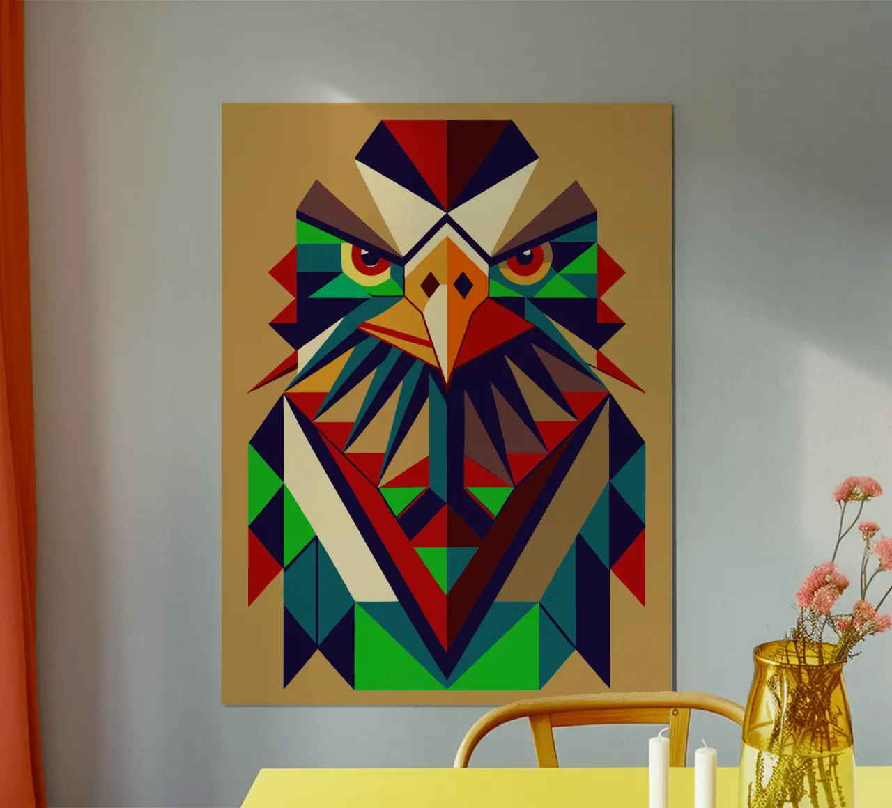ilustrazione geometrica dell'aquila poster con telaio in alluminio da nemaro