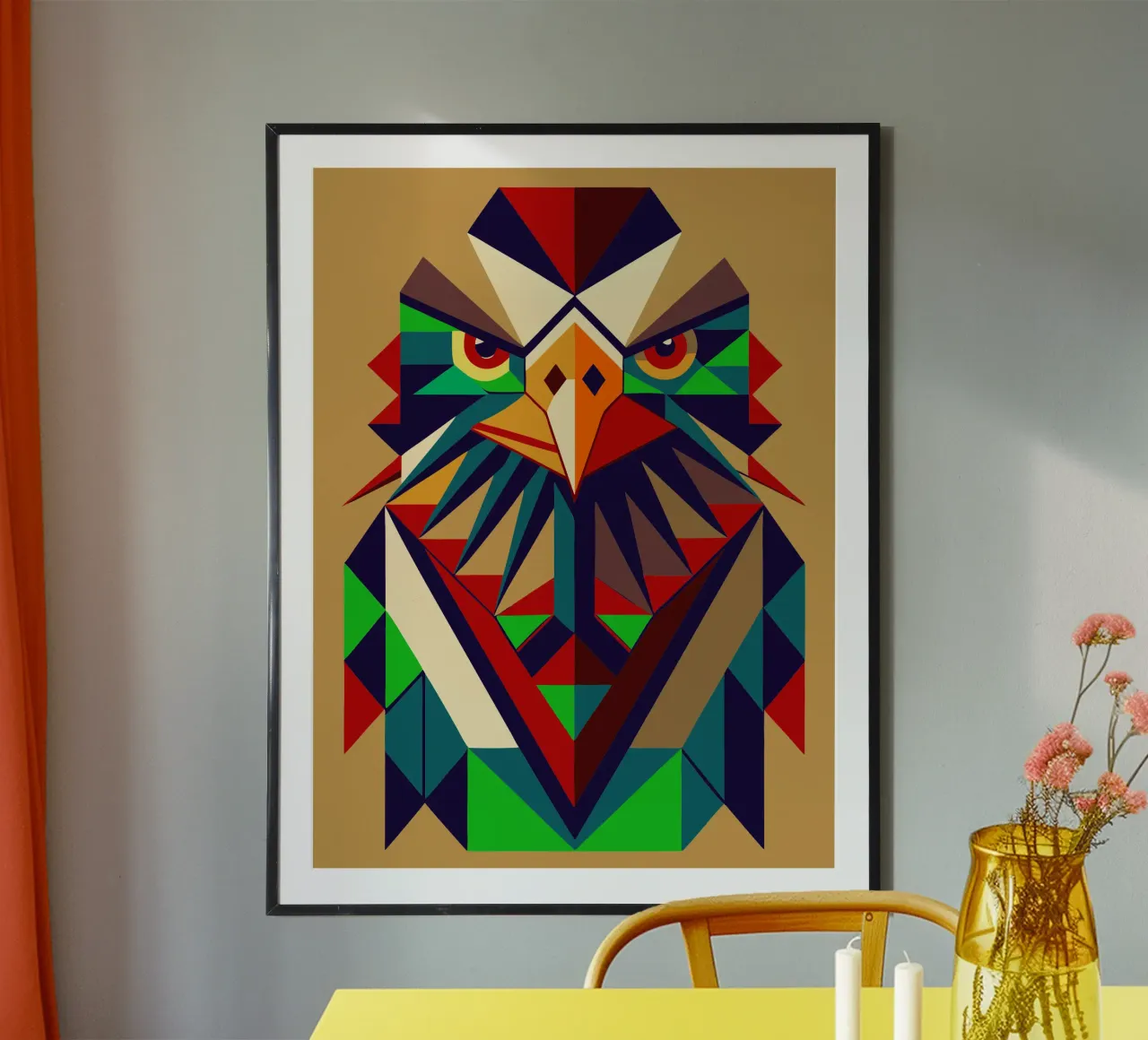 ilustrazione geometrica dell'aquila poster con telaio in alluminio da nemaro
