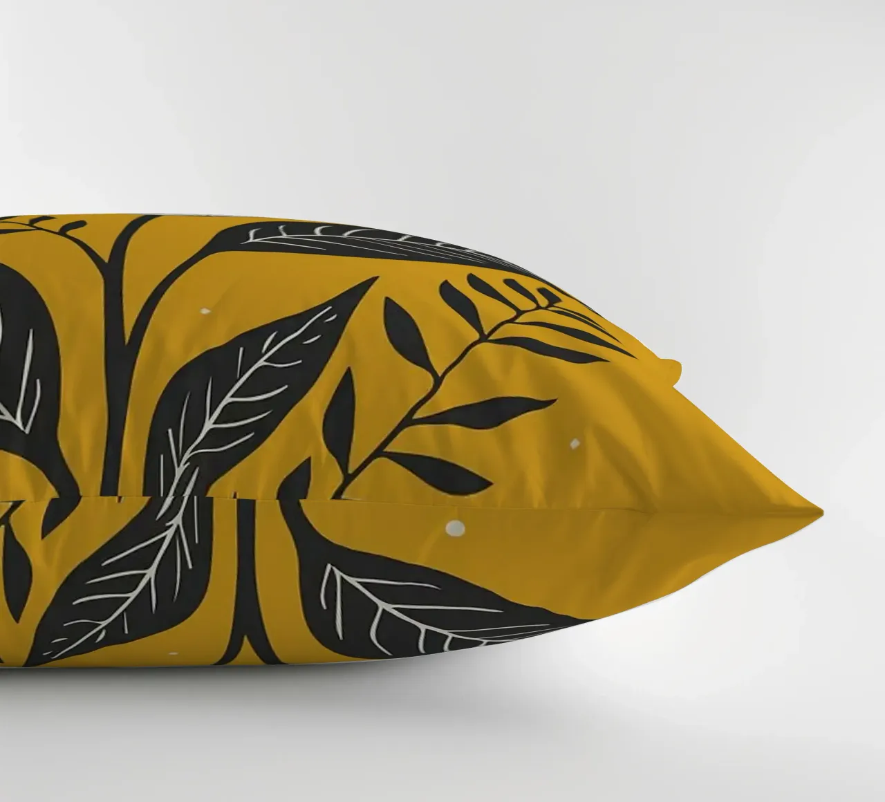 Dessin au trait botanique audacieux sur jaune moutarde 1 coussin de FlowersShop