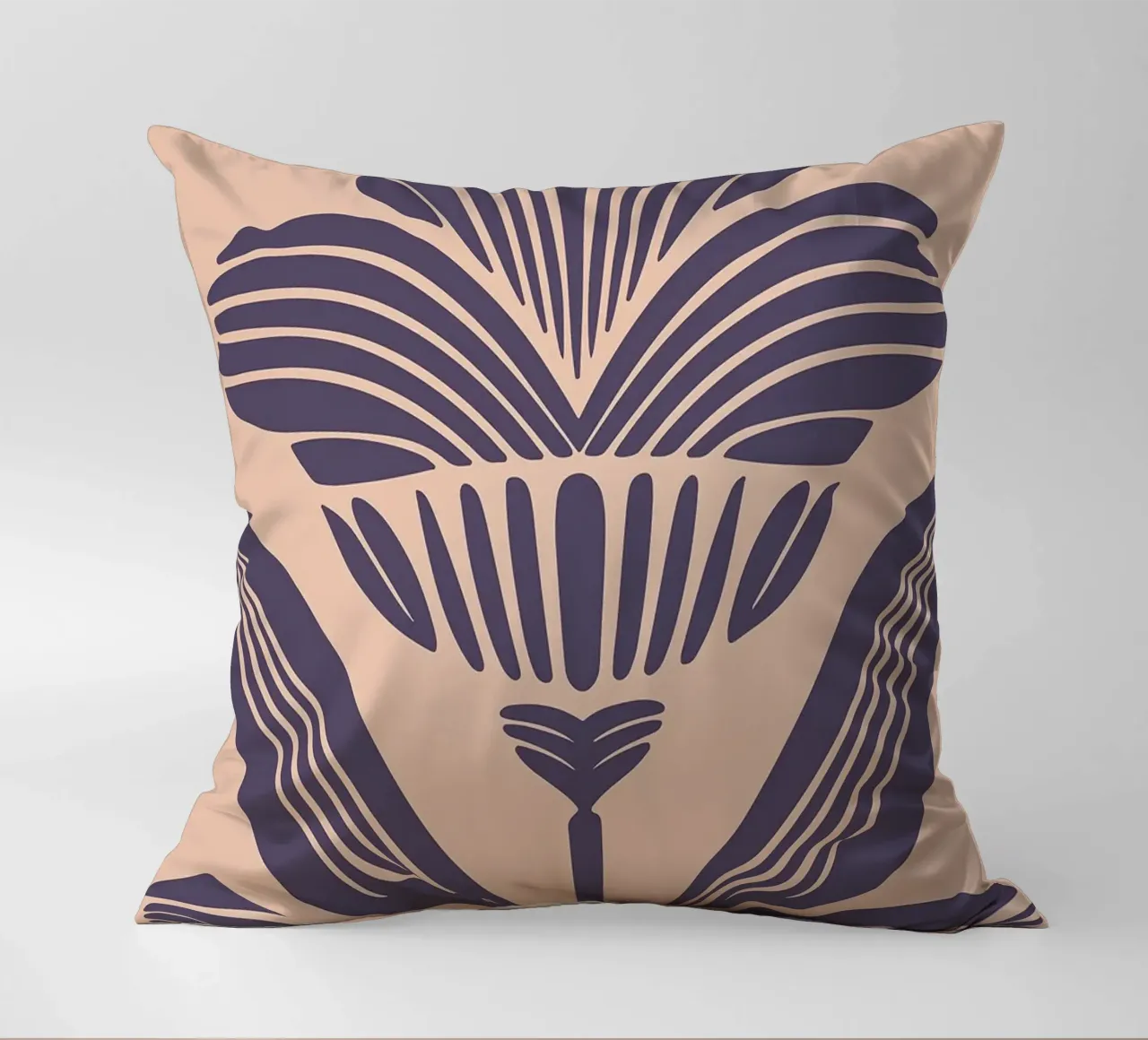 Lino Art Deco botanico tagliato in viola scuro cuscino da FlowersShop