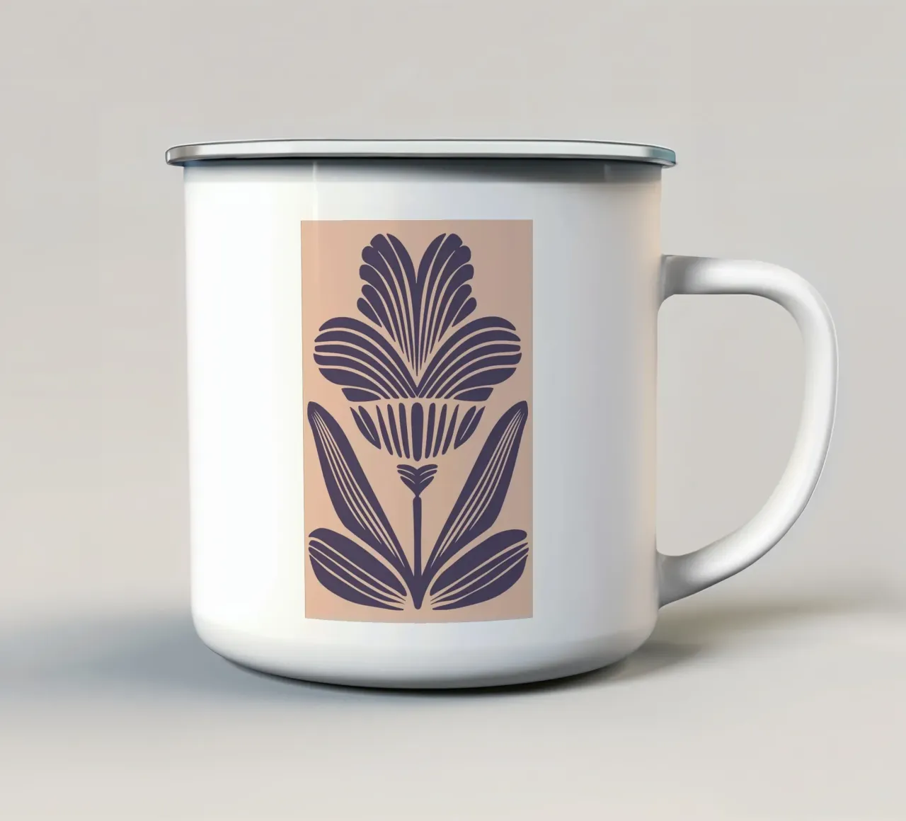 Lino Art Deco botanico tagliato in viola scuro tazza in smalto da FlowersShop