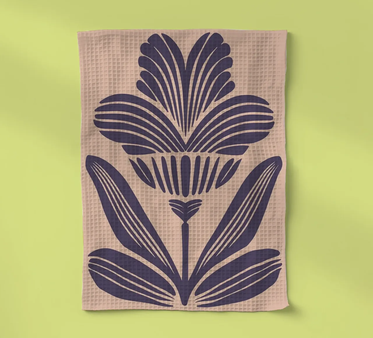 Lino Art Deco botanico tagliato in viola scuro canovaccio da cucina da FlowersShop