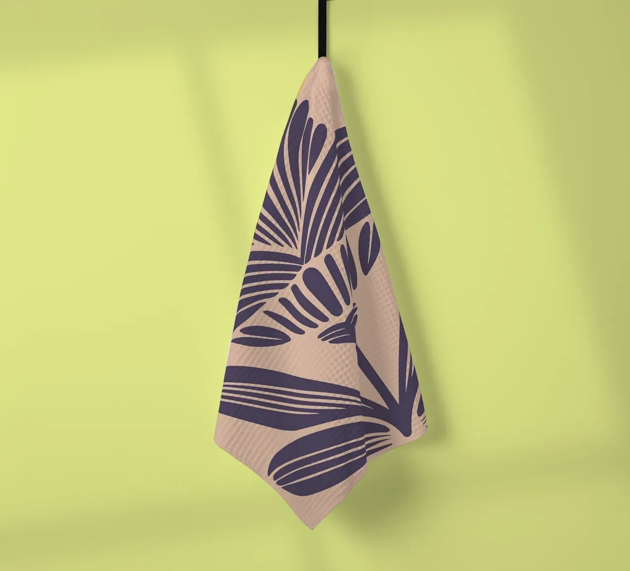 Lino Art Deco botanico tagliato in viola scuro canovaccio da cucina da FlowersShop
