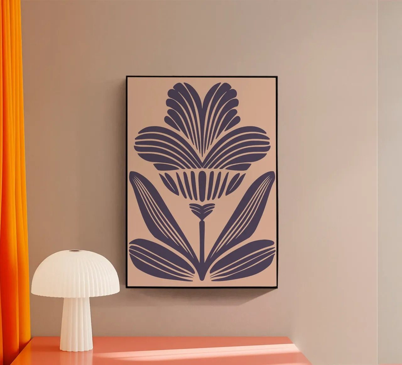 Lino Art Deco botanico tagliato in viola scuro plexiglass da FlowersShop