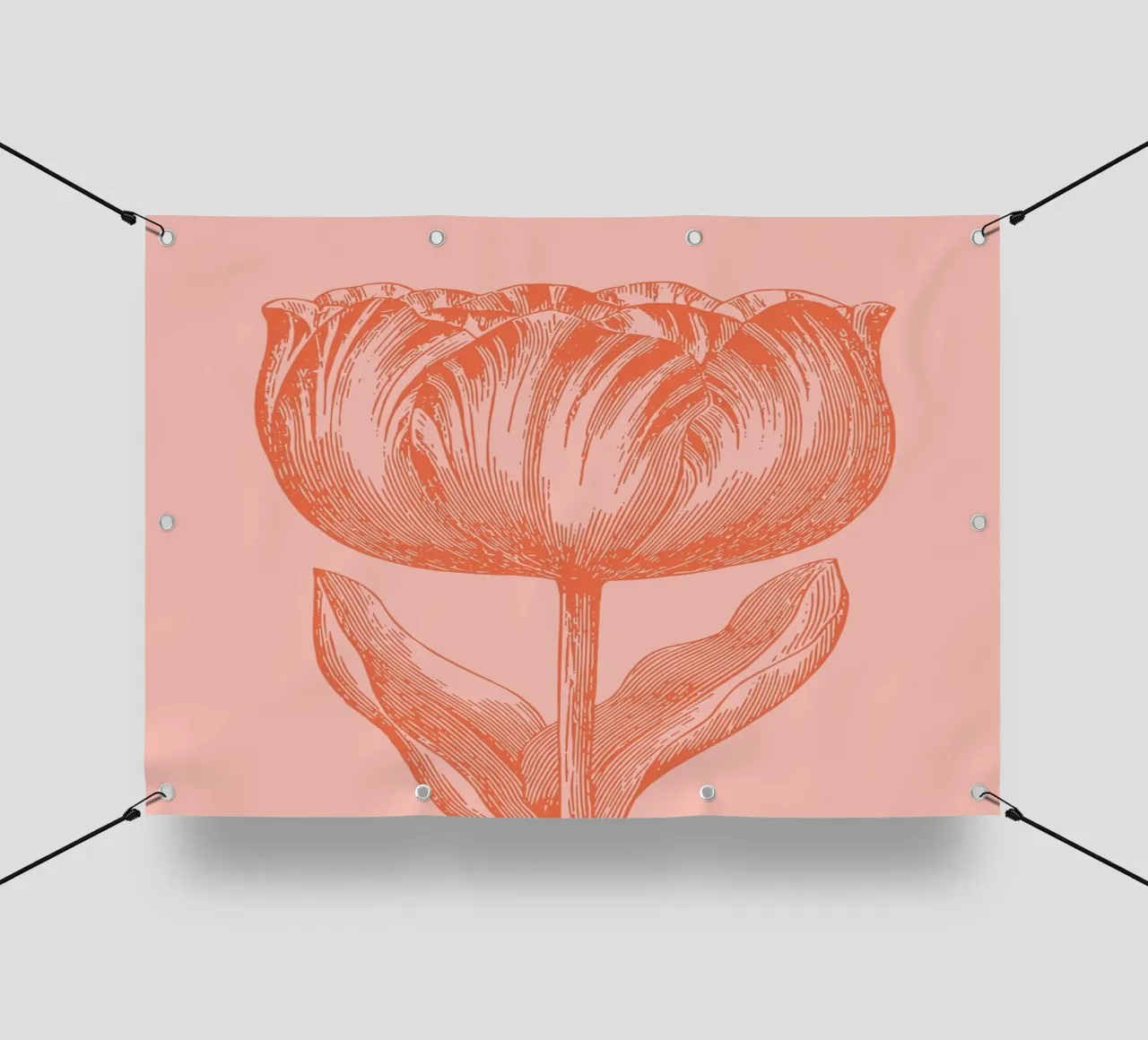 Elegante linea d'arte Tulipano Corallo Rosa Floreale Botanico telo in pvc da FlowersShop