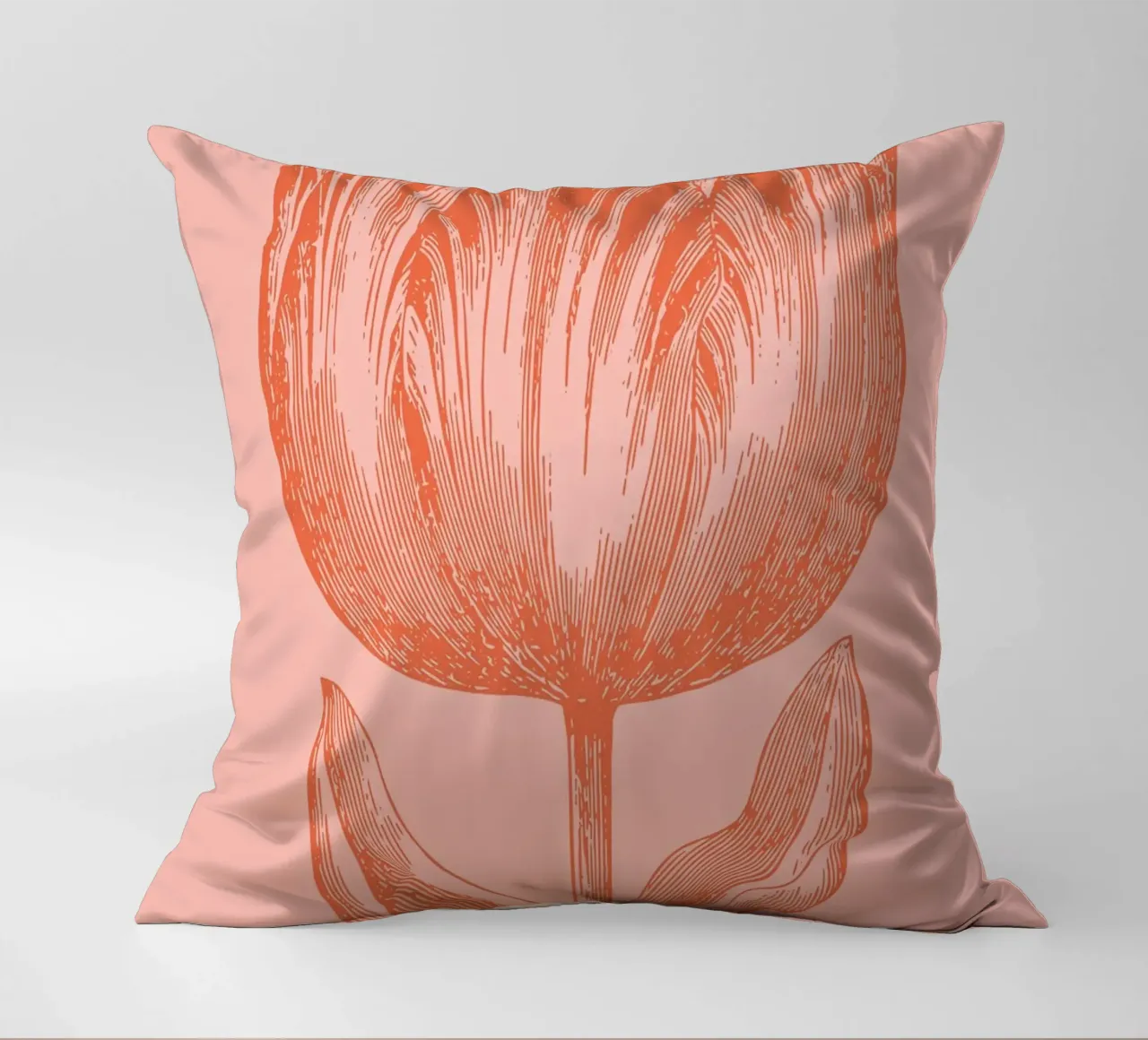 Elegante linea d'arte Tulipano Corallo Rosa Floreale Botanico cuscino da FlowersShop