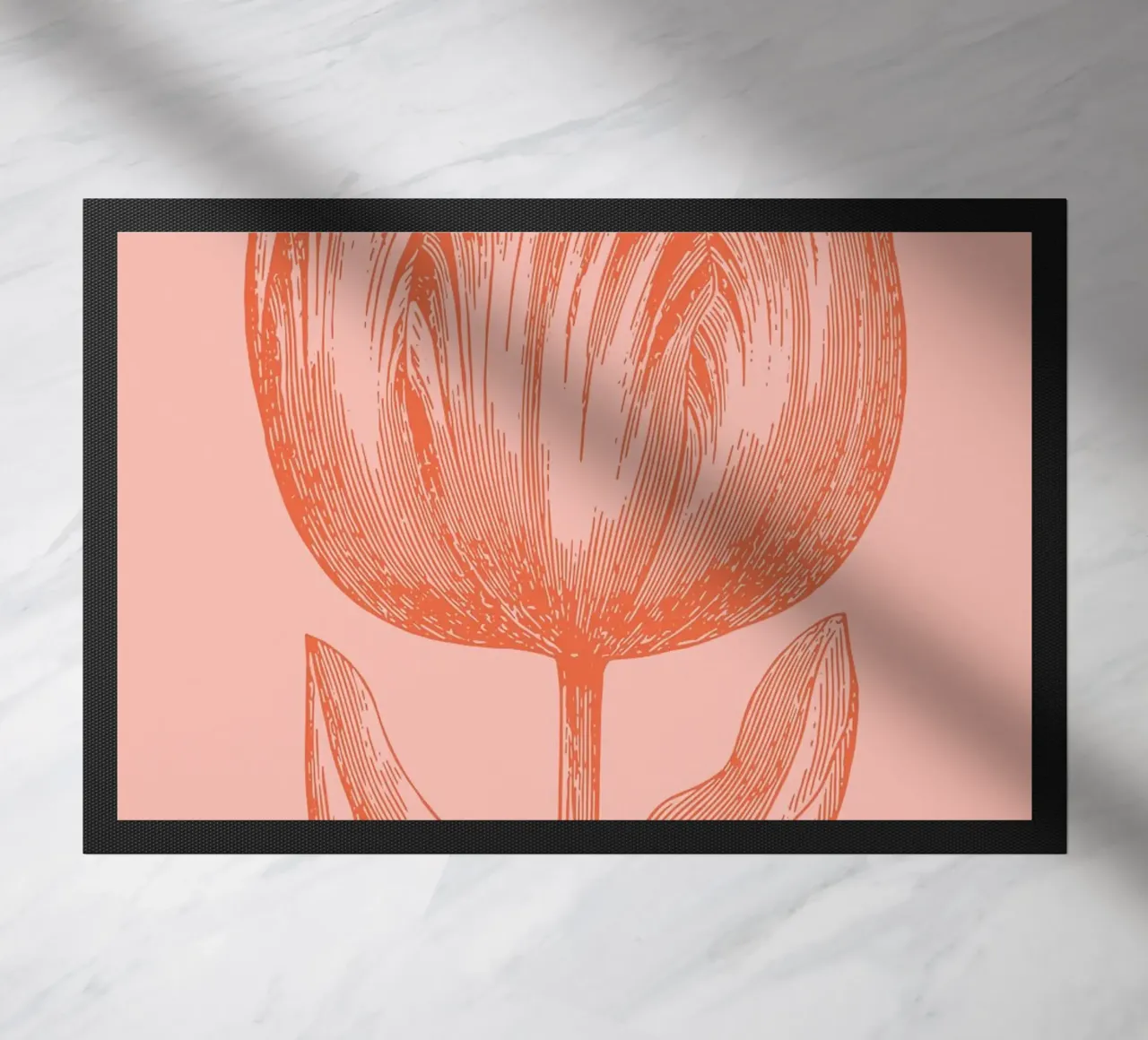 Elegante linea d'arte Tulipano Corallo Rosa Floreale Botanico zerbino da FlowersShop