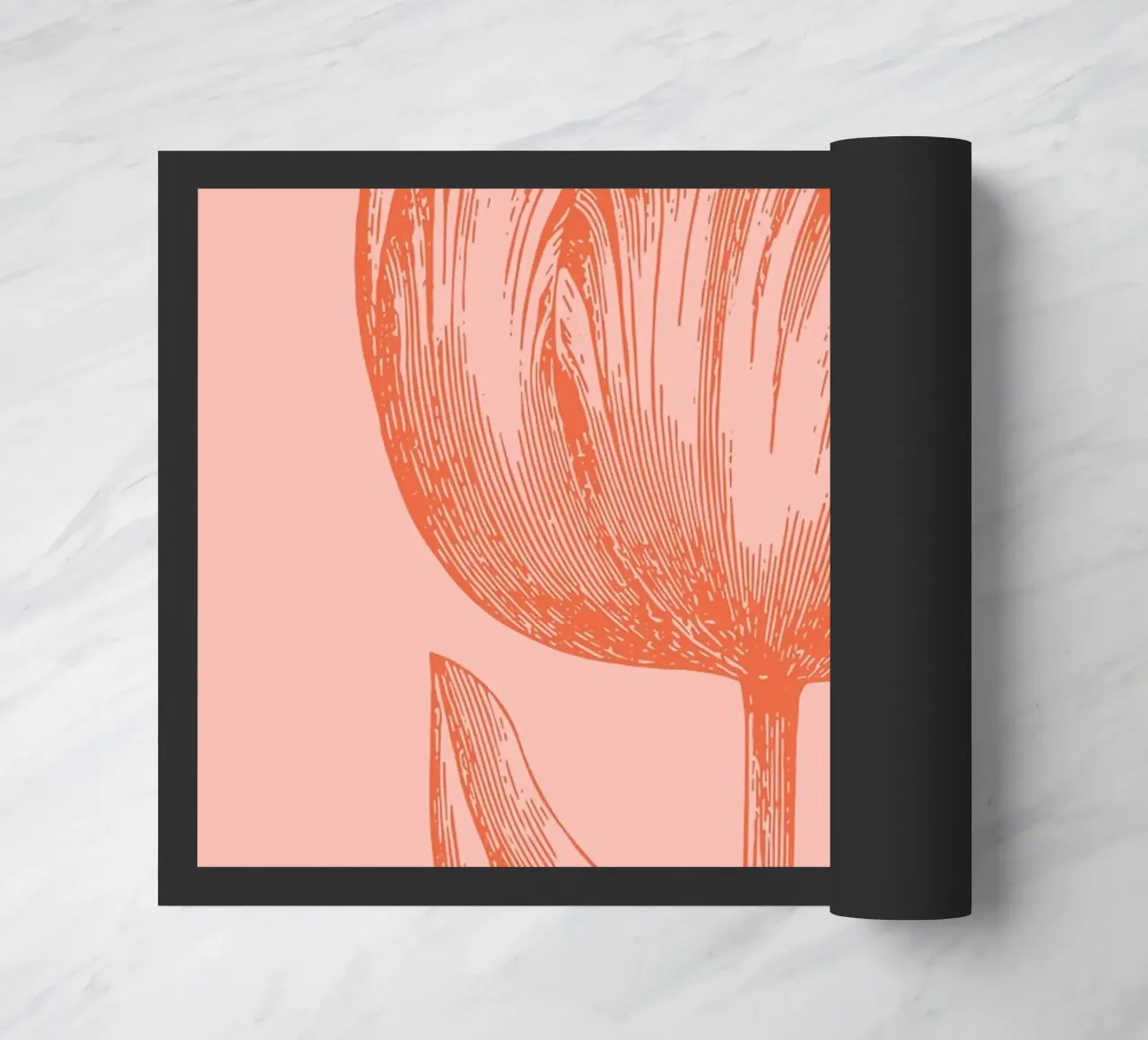 Elegante linea d'arte Tulipano Corallo Rosa Floreale Botanico zerbino da FlowersShop