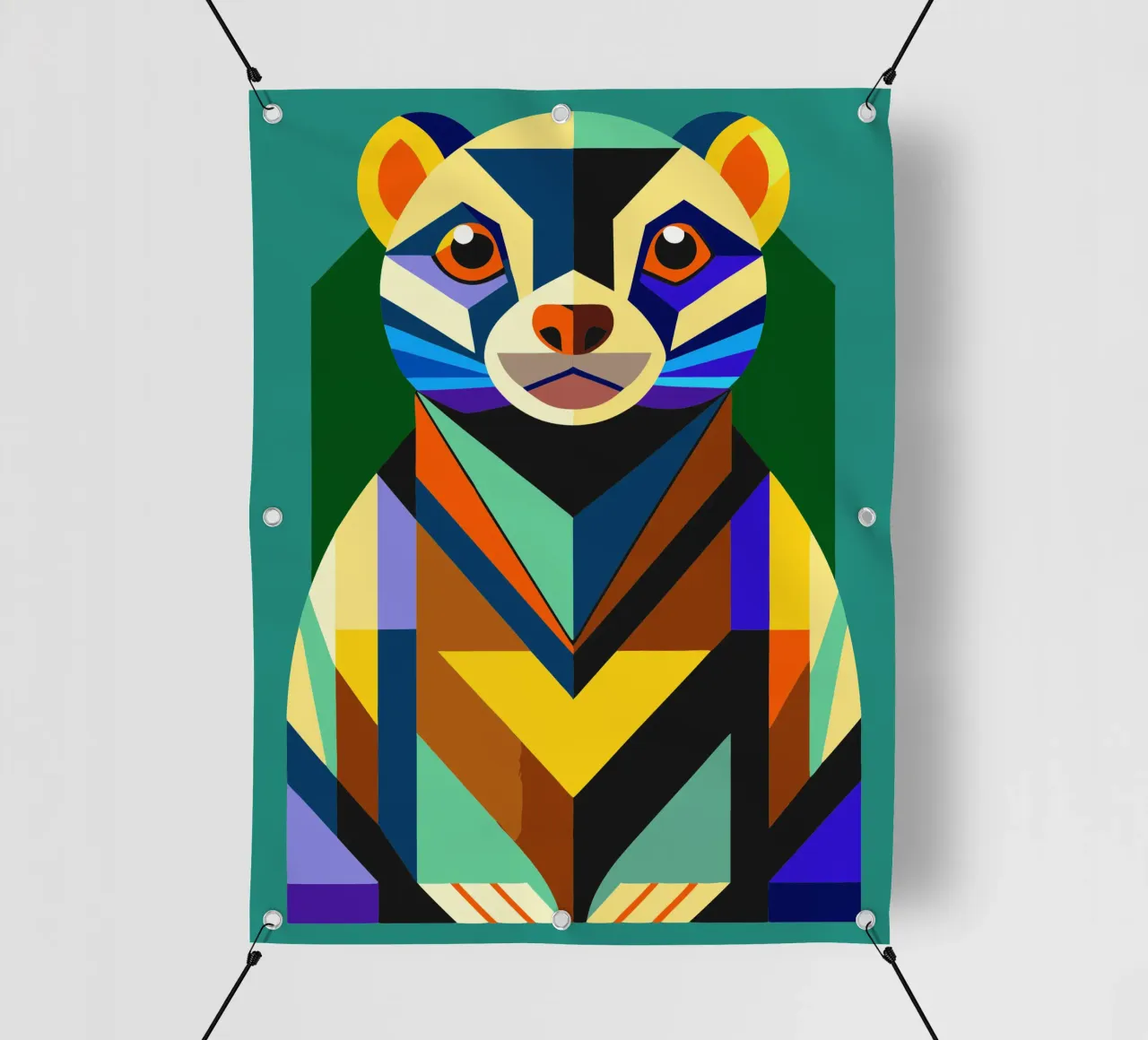 ilustrazione geometrica del furetto telo in pvc da nemaro