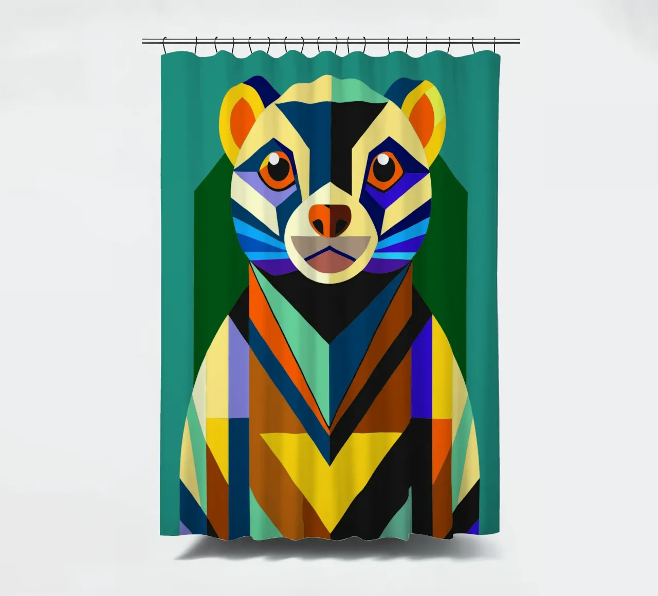 ilustración geométrica ferret cortina de baño de nemaro