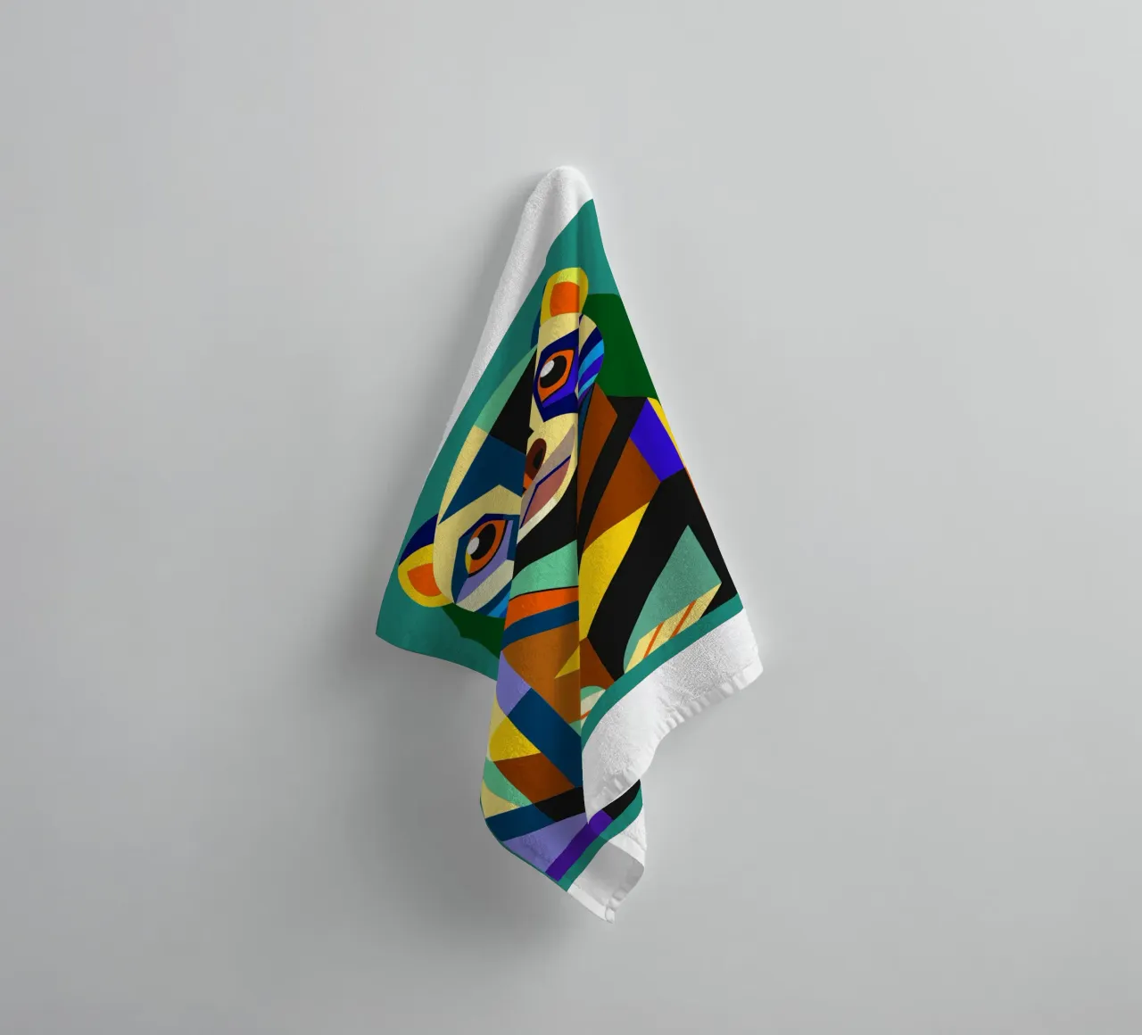 ilustrazione geometrica del furetto asciugamano da bagno da nemaro